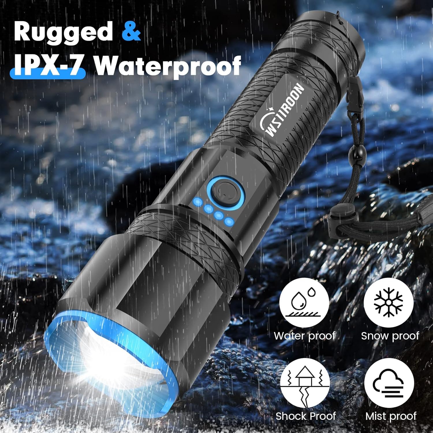 Wsiiroon Rechargeable Led Flashlights High Lumens, 220000 Lumens Super Bright Flashlight With 5 Modes,Ipx7 Watarproof, Powerful Handheld Flash Light For Home Camping Emergency(2 Pack)