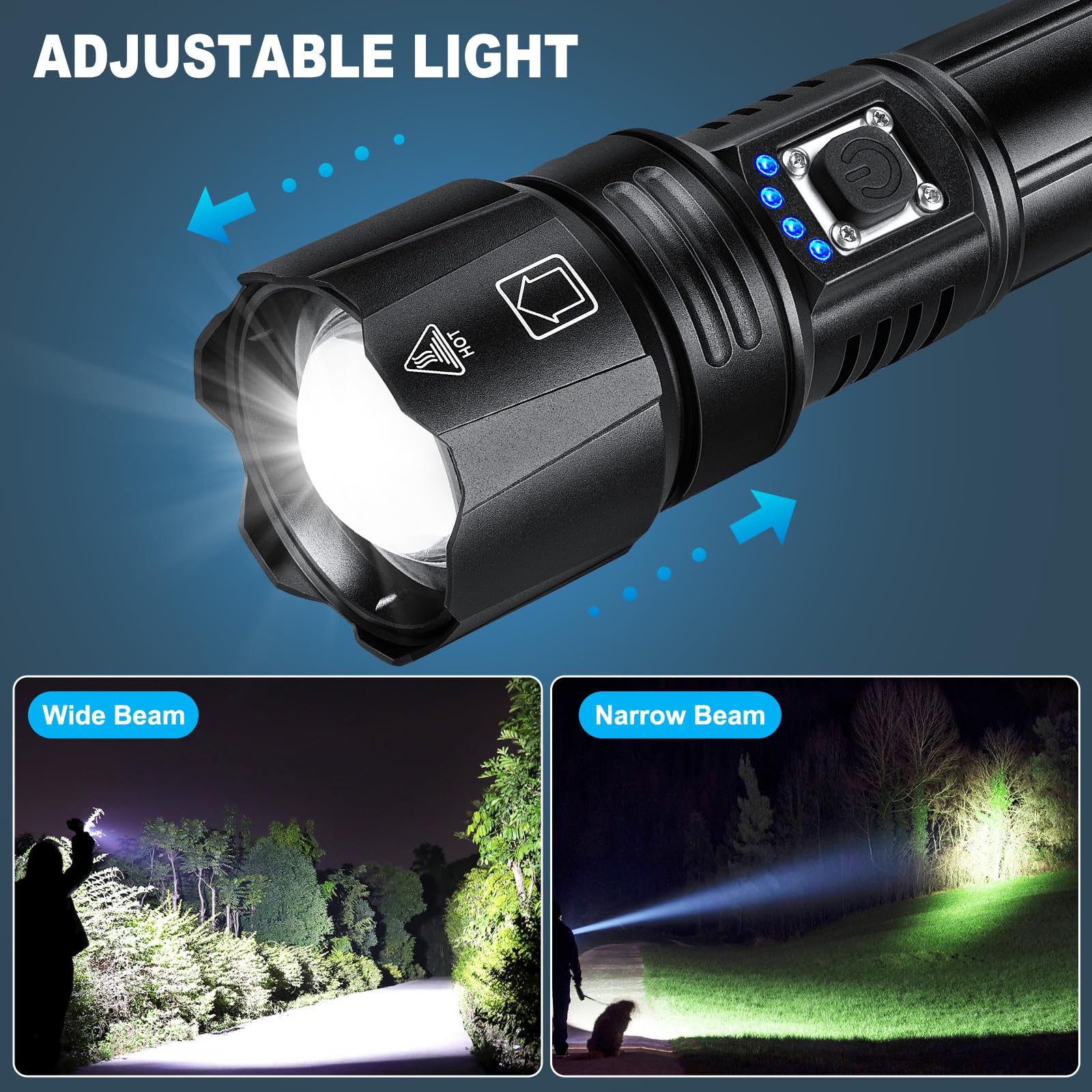 Gdplus Flashlights High Lumens Rechargeable, 990000 Lumen Super Bright Flashlight 2 Pack, High Powered Led Flash Light With 5 Modes, Ipx6 Waterproof Handheld Flashlights For Home Camping