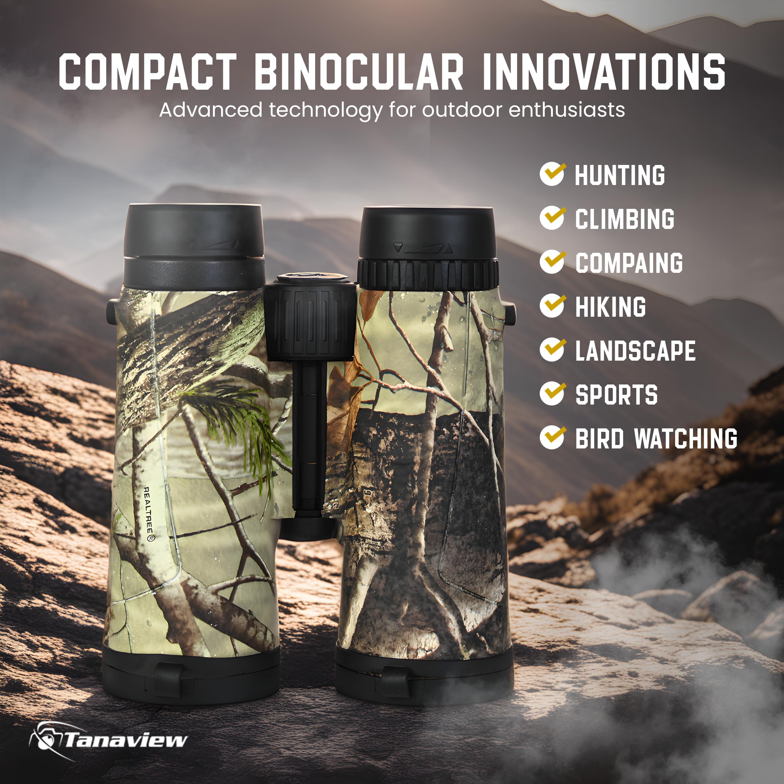 Tanaview 10X42 Compact Binoculars For Adults - Long Distance, High Powered Binoculars With Travel Case - Bright Light & Large Field Of View - Lightweight, Water & Fog Proof, Hunting, Bird Watching