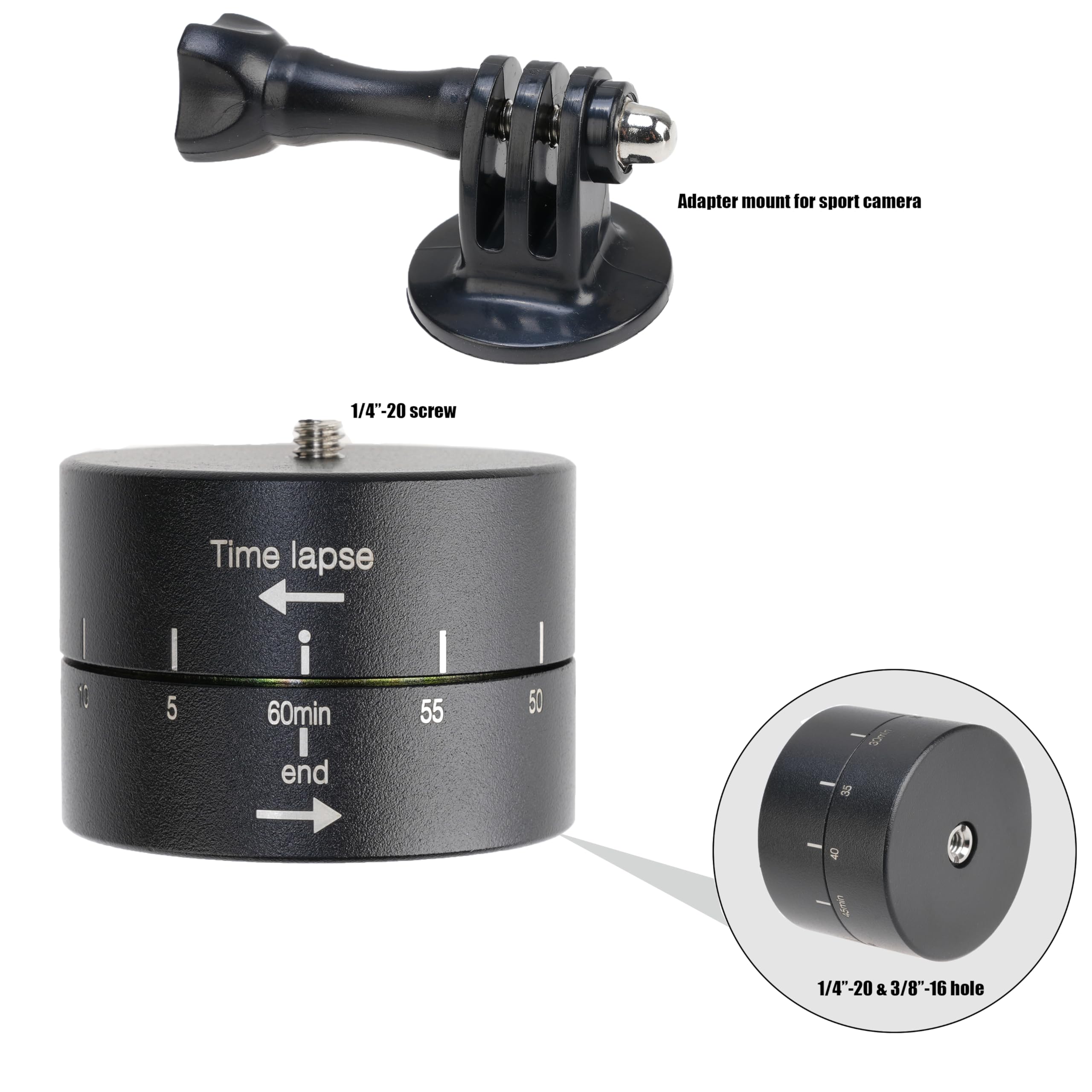 Fotga 360° 60 Minutes Rotating Tripod Time Lapse Stabilizer With Adapter 1/4" Screw For Action Camera Gopro Dslr Slr Camera Digital Camera Smartphone