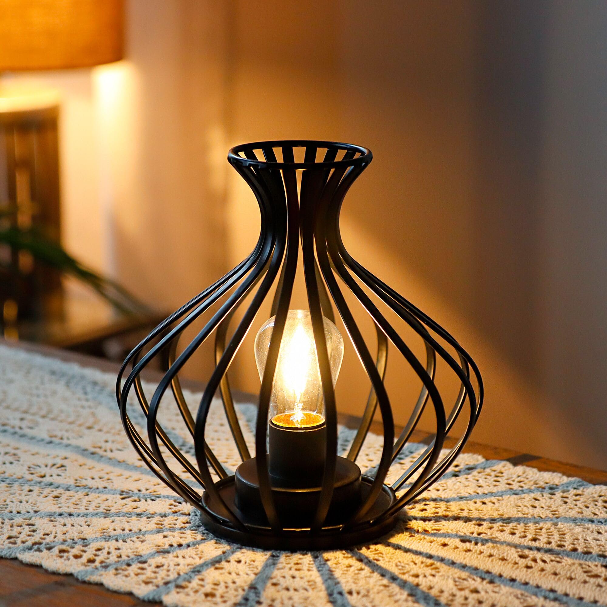 Jhy Design Decorations Outdoor Table Lamp Nightlight 7.5''High Modern Style Battery Powered Lamp With 6-Hours Timer Feature Decorative Bedside Lamp For Room Indoor Outdoor Table Garden Party