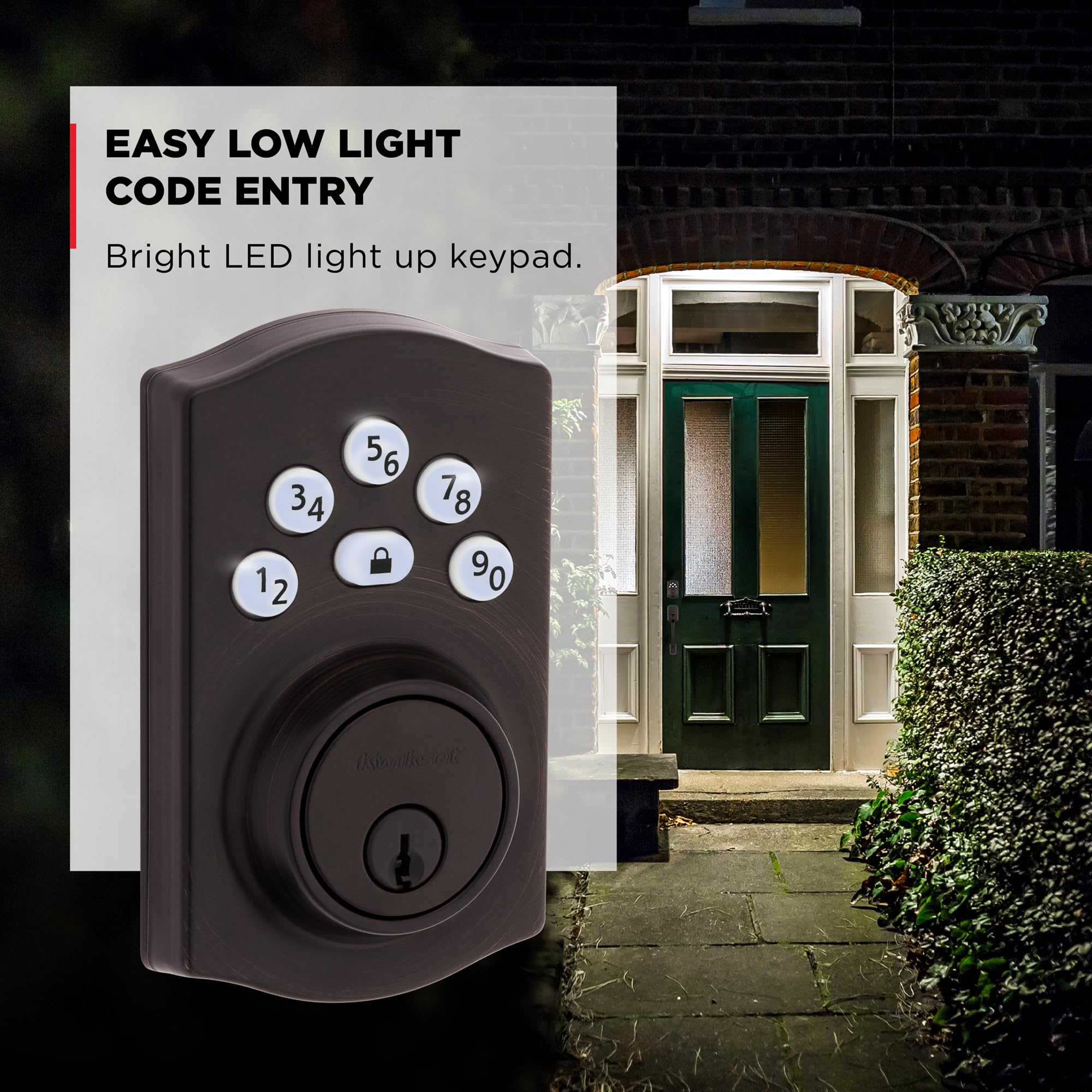 Kwikset Powerbolt 240 5-Button Keypad Venetian Bronze Traditional Electronic Deadbolt Door Lock, Featuring Convenient Keyless Entry, Customizable User Codes And Auto Locking