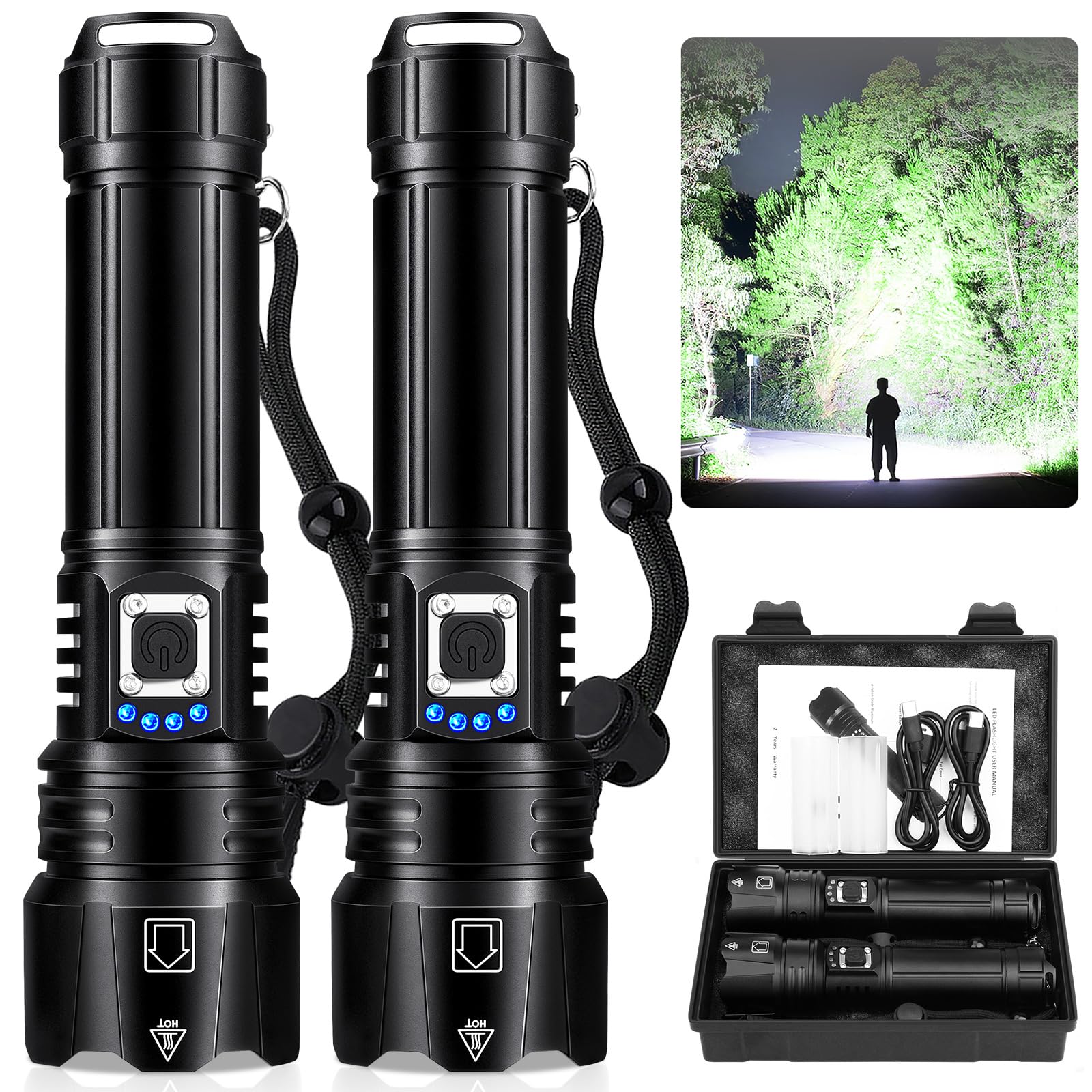 Cinlinso Flashlights High Lumens Rechargeable, 990,000 Lumens Super Bright Led Flashlight With 5 Modes, Waterproof Powerful Flash Light Multifunctional Flashlights For Home Emerge∩Cies Camping