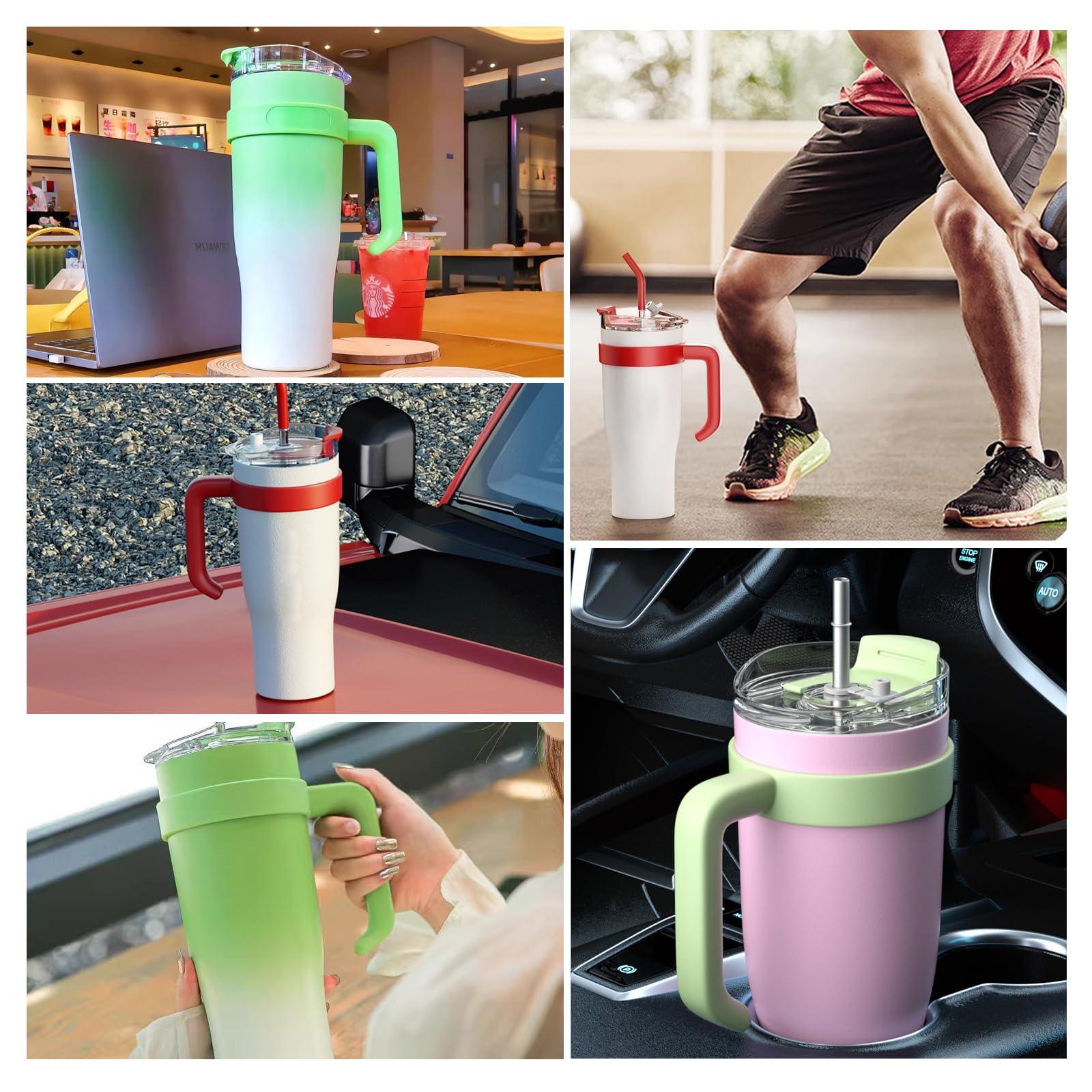40Oz Tumbler With Handle And Straw Lid, Stainless Steel Water Bottle Vacuum Insulated Mugs