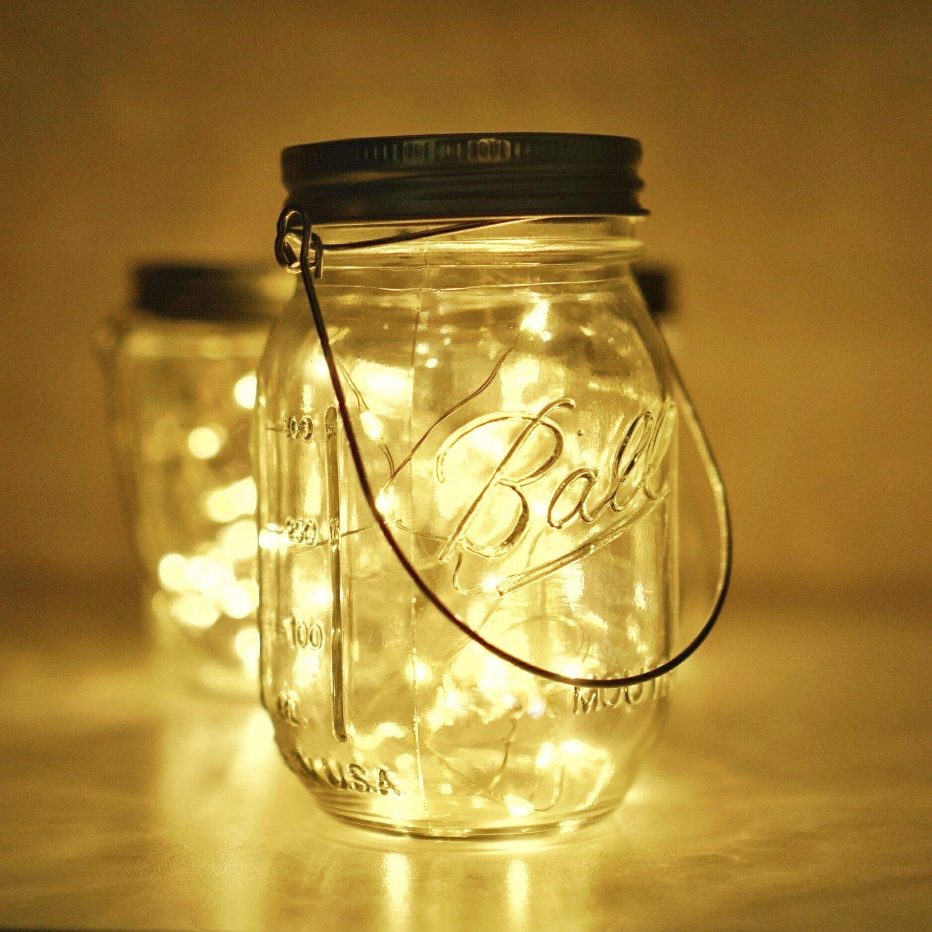 Cynzia Solar Mason Jar Lights, 6 Pack 20 Led Fairy String Lights With 6 Hangers (No Jars), Waterproof Firefly Lights Lantern For Outdoor, Wedding, Patio, Garden, Party, Christmas Decor (Warm White)
