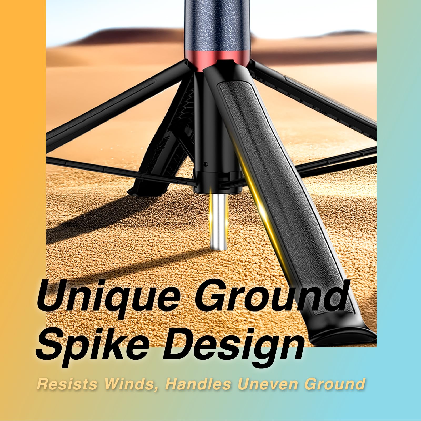 3Zebra 72" Stakeshot Floor-Standing Telescopic Phone Holder Selfie Stick Tripod With Ground Stakes, 360° Rotating, Five-Axis Stabilization, Eligible For Fill Light & Bluetooth Remote, Outdoor Portable
