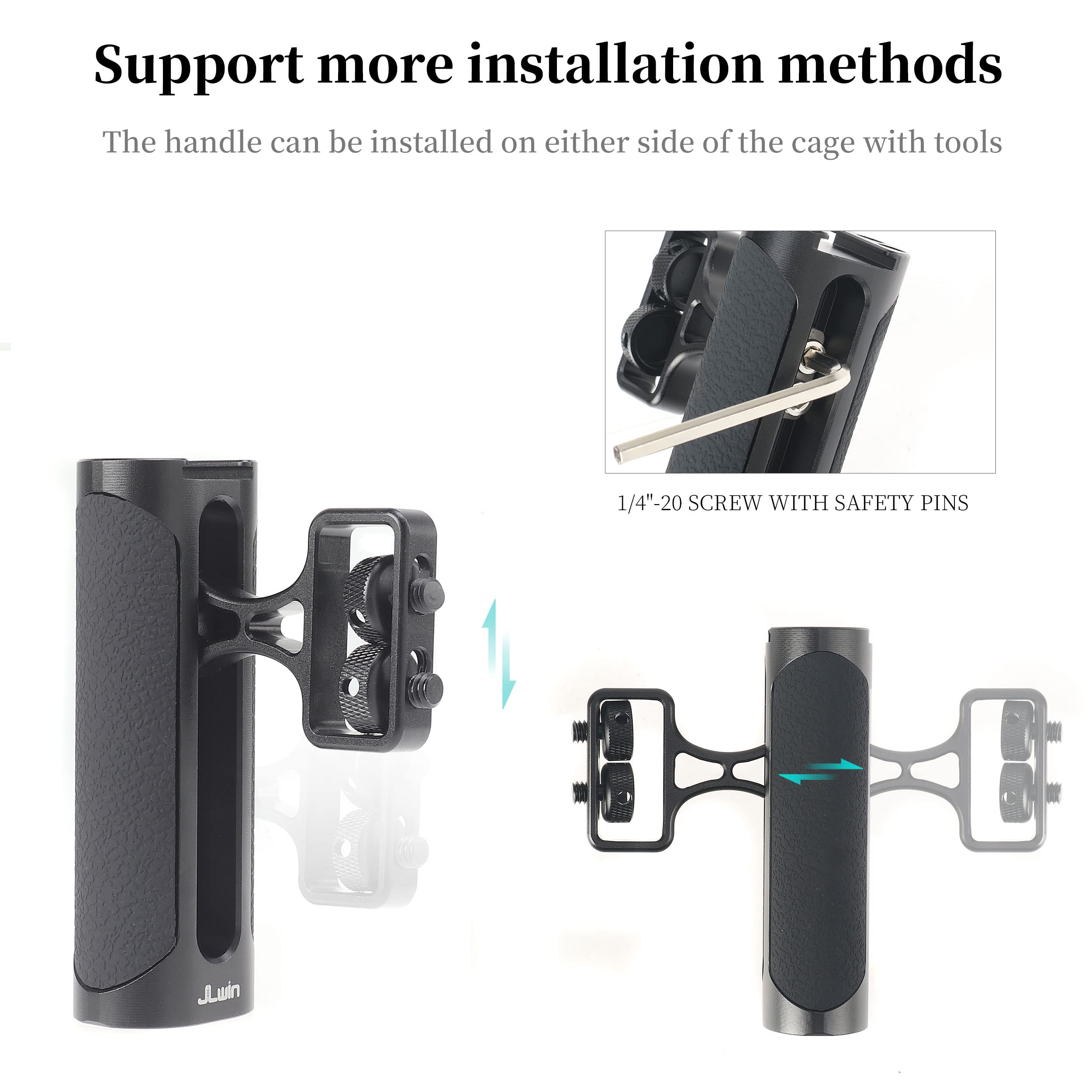 Hersmay Mini Side Handle Camera Hand Grip With 1/4"-20 Screws Stabilizer With Arri-Style Mount Screw & Cold Shoe Mount For Dslr Mirrorless Video Camera Cage