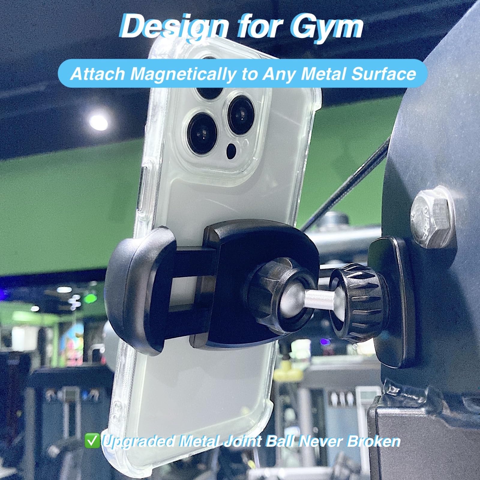 Armolabx Gym Magnetic Phone Holder Mount Attach To Metal Surface, [Big Phones & Thick Cases Friendly] Magnetic Phone Holder For Gym Workout Record Compatible With All Smartphones