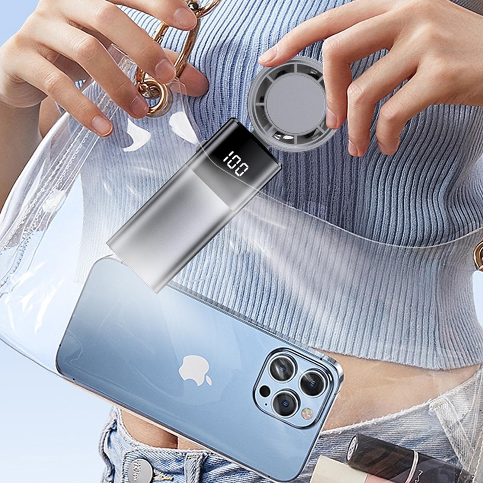 Saytay Portable Fan, High Speed Handheld Turbo Fan Personal Fan With Digital Display