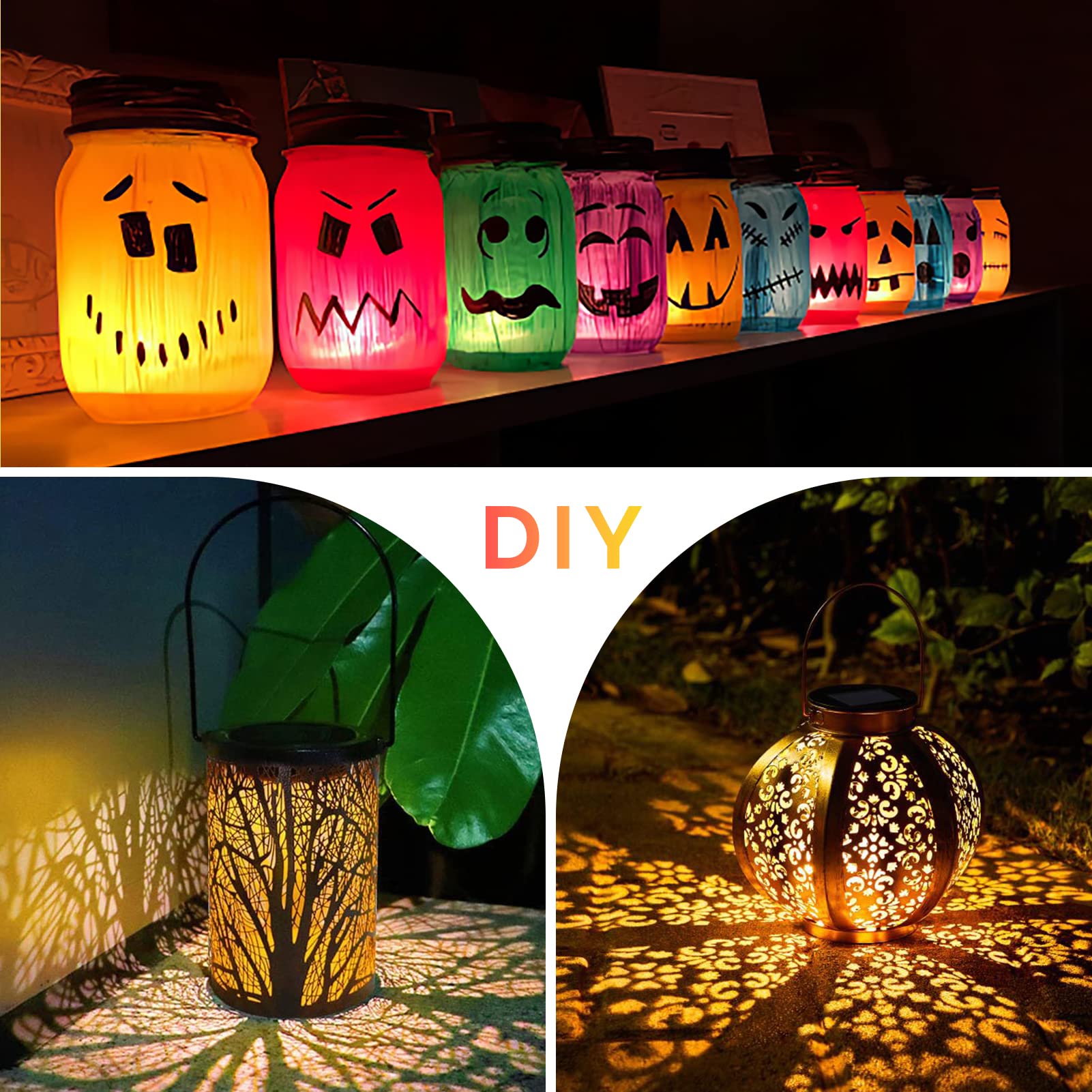 Eluteng Solar Light Replacement 4 Pack (Top Size 3.15 Inch, Bottom Size 2.76 Inch) Led Solar Lantern Light Lids Outdoor Waterproof Replacement Solar Light Tops Warm White Led