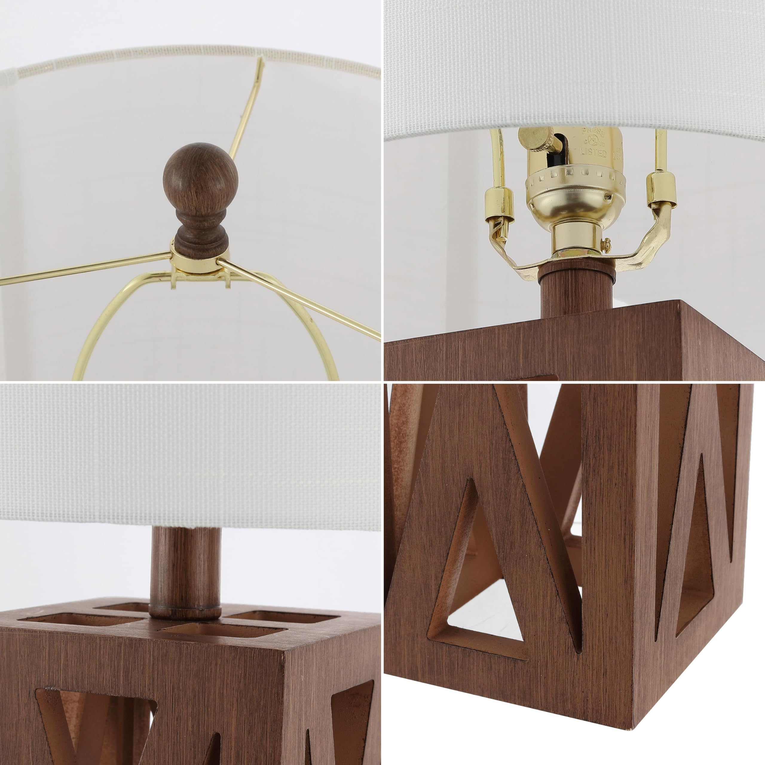 Jonathan Y Jyl1062A Stewart 21.5" Wood Led Table Lamp Industrial French Country Rustic Bedside Desk Nightstand Lamp For Bedroom Living Room Office College Bookcase Led Bulb Included, Brown