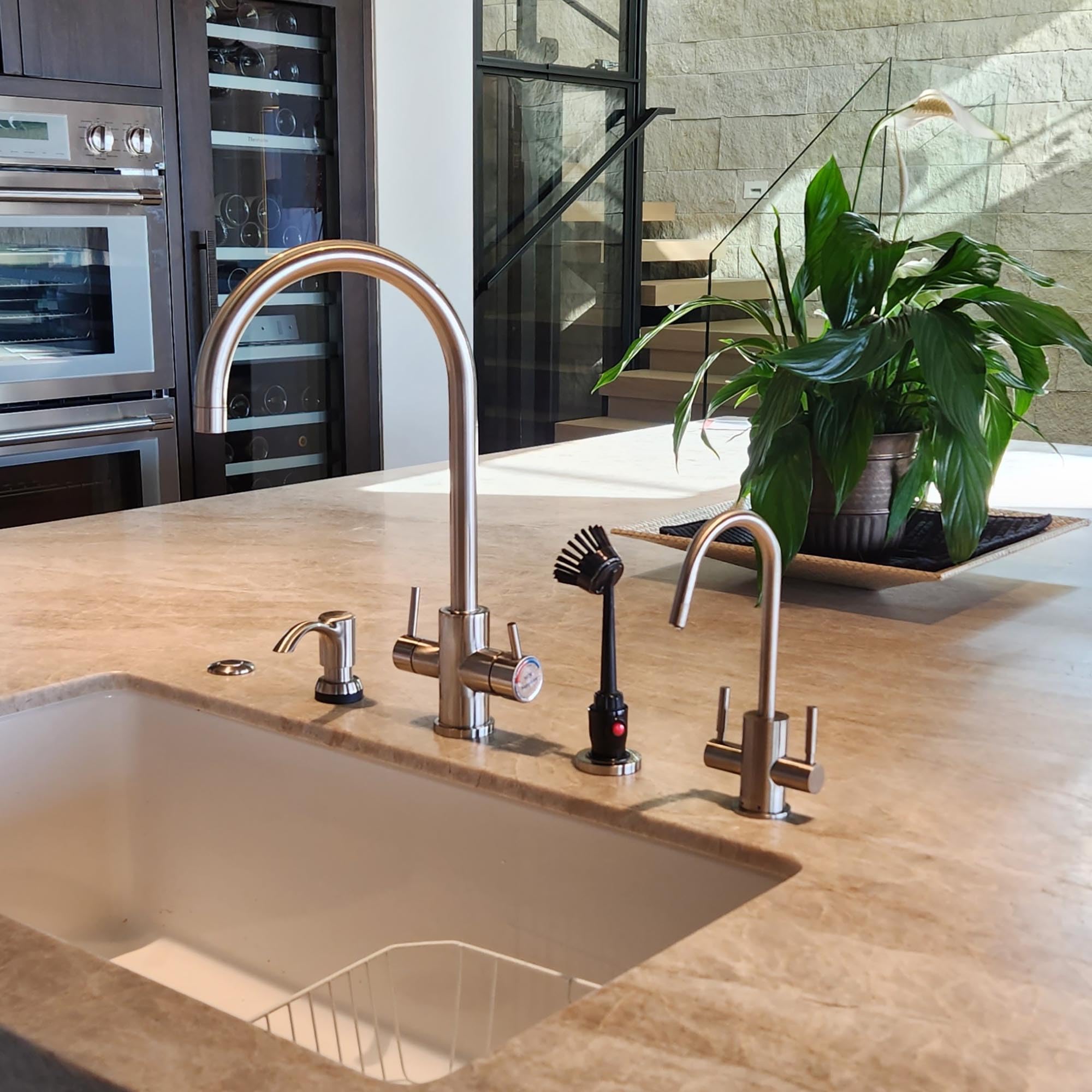 Dishmaster M70Bnha Sapphire Kitchen Faucet - High Arc Spout - Brushed Nickel