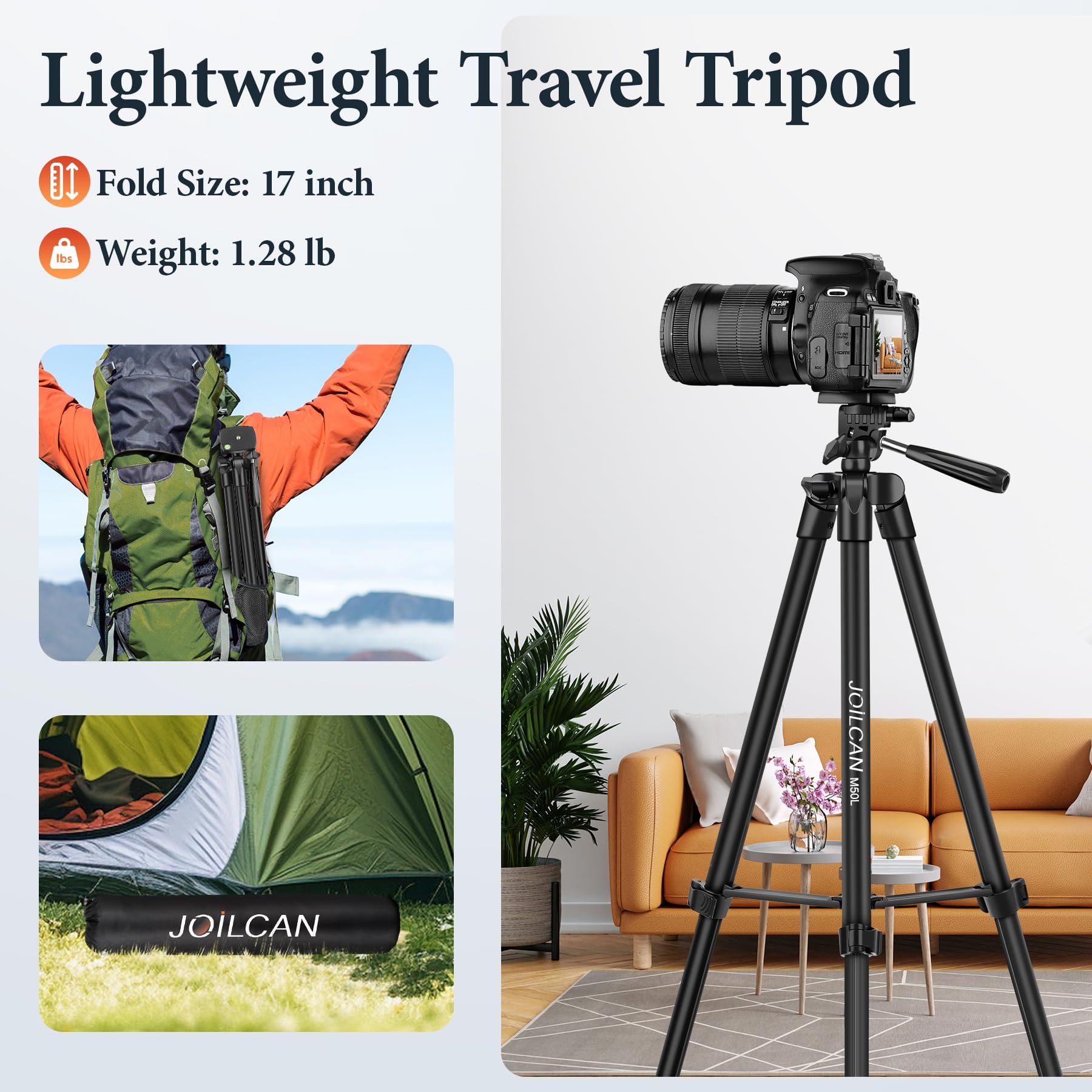 Joilcan 82” Cell Phone Camera Tripod With Flexible Gooseneck Remote Phone Holder, Travel Tripod For Video Recording Vlog Photo, Lightweight Aluminum Phone Tripods