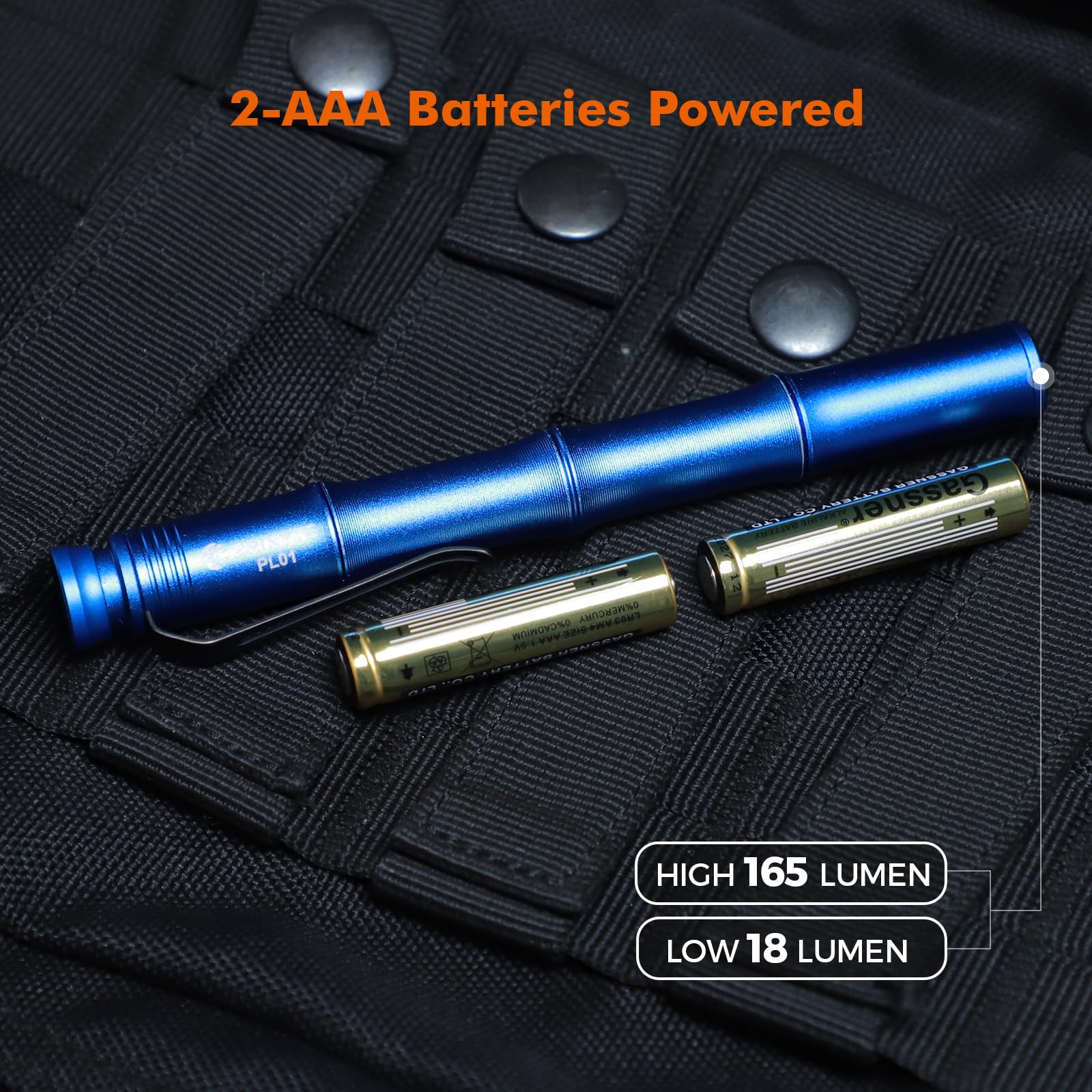 Brinyte Pl01 165 Lumen Pen Light Flashlight Dual Mode High Low Ultra Thin Aaa Battery Powered Inspection Light For Automotive Repair Mechanics Electricians With Pocket Clip (Blue)