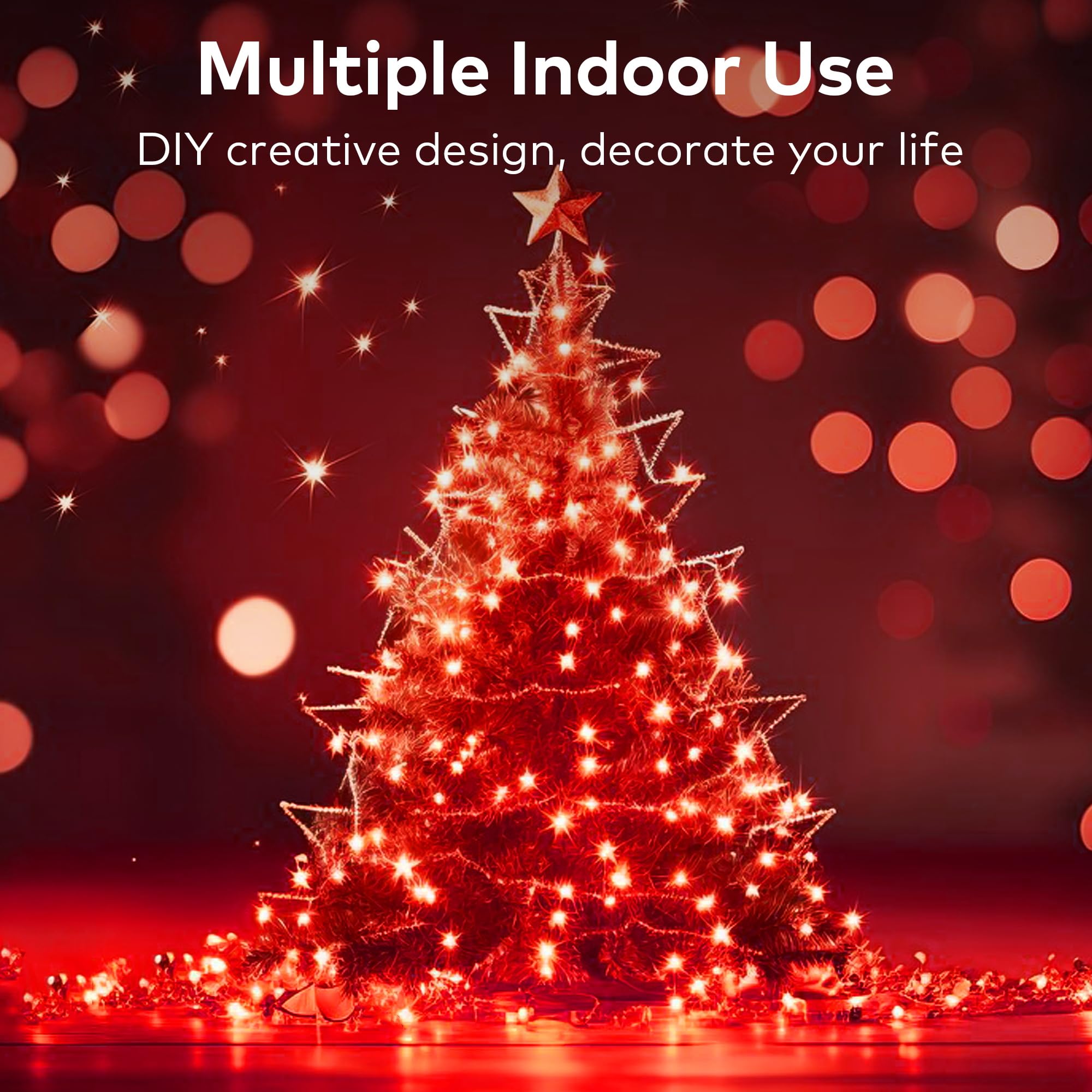 Ohlux 3 Pack Solar String Lights Outdoor, Total 100Ft 300Led Solar Powered Fairy Lights Waterproof, 8 Modes Christmas Lights For Christmas Garden Tree Wedding Patio Decor-Red