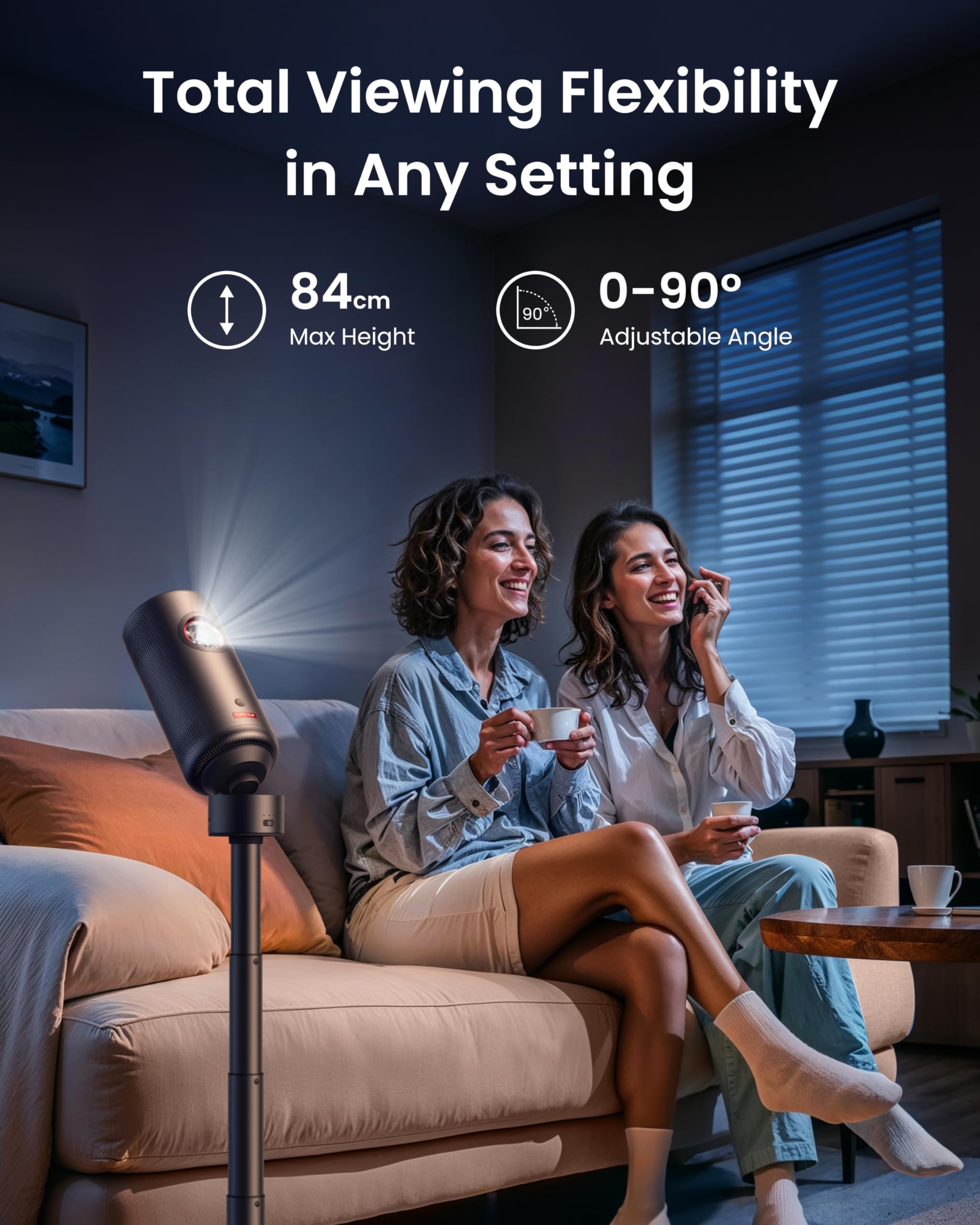 Nebula Capsule Power Bank Tripod, Up To 2H Built-In Battery, Adjustable Height From 215Mm To 840Mm, 0-90 Degree Adjustable Viewing Angle, 3S Easy Setup, For The Capsule Series (Only Tripod)