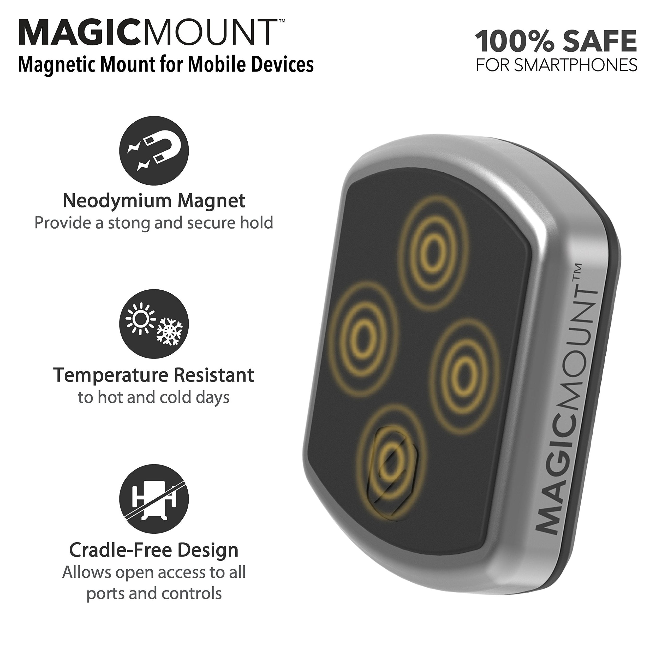 Scosche Mp12Vpd2-Xtsp Magicmount Pro Magnetic Phone/Gps Car Mount 30W Dual Port Type-C + Type-A Cell Phone Charger, Cigarette Lighter Adapter Holder, Compatible With Apple Iphone & More, Black/Silver