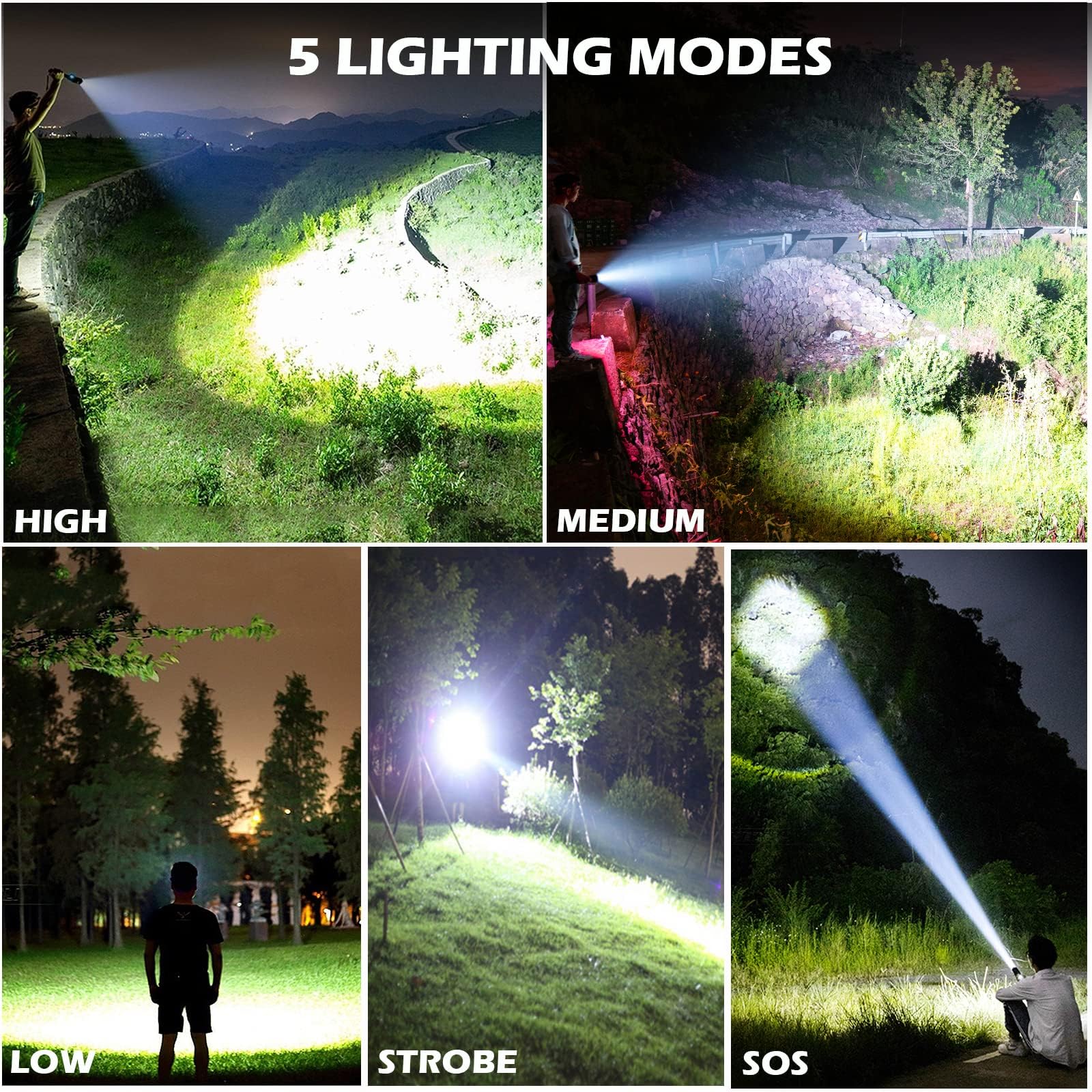 Lylting Rechargeable Flashlights 990,000 Lumens, Super Bright Led Flashlight High Lumens With Usb Cable, 5 Modes Waterproof Flashlight Powerful Flash Light For Home Camping Hiking