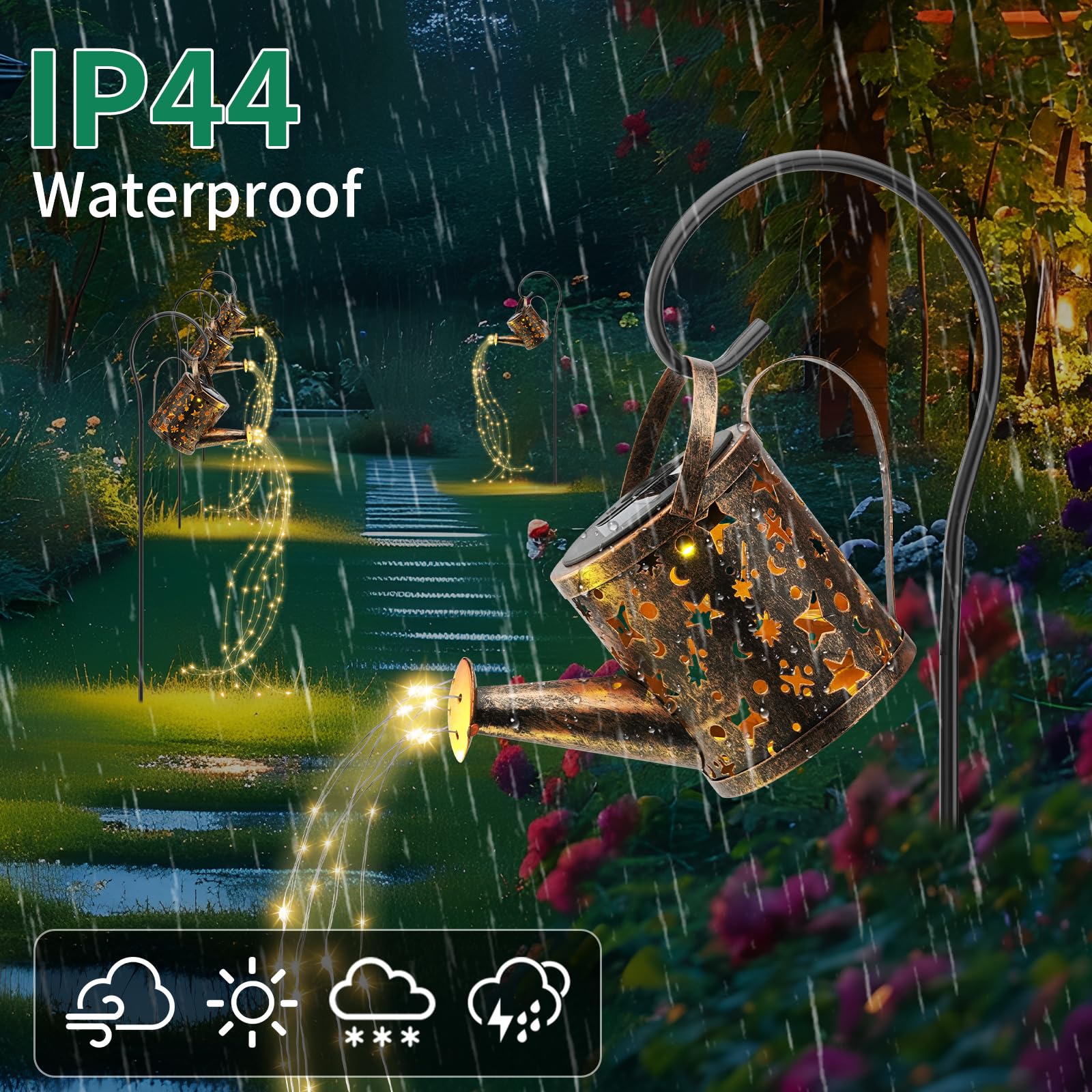 Hhuwrul Solar Watering Can With Lighting, Waterproof Solar Lights Outdoor Garden Decoration For Patio Lawn Sidewalk Paths