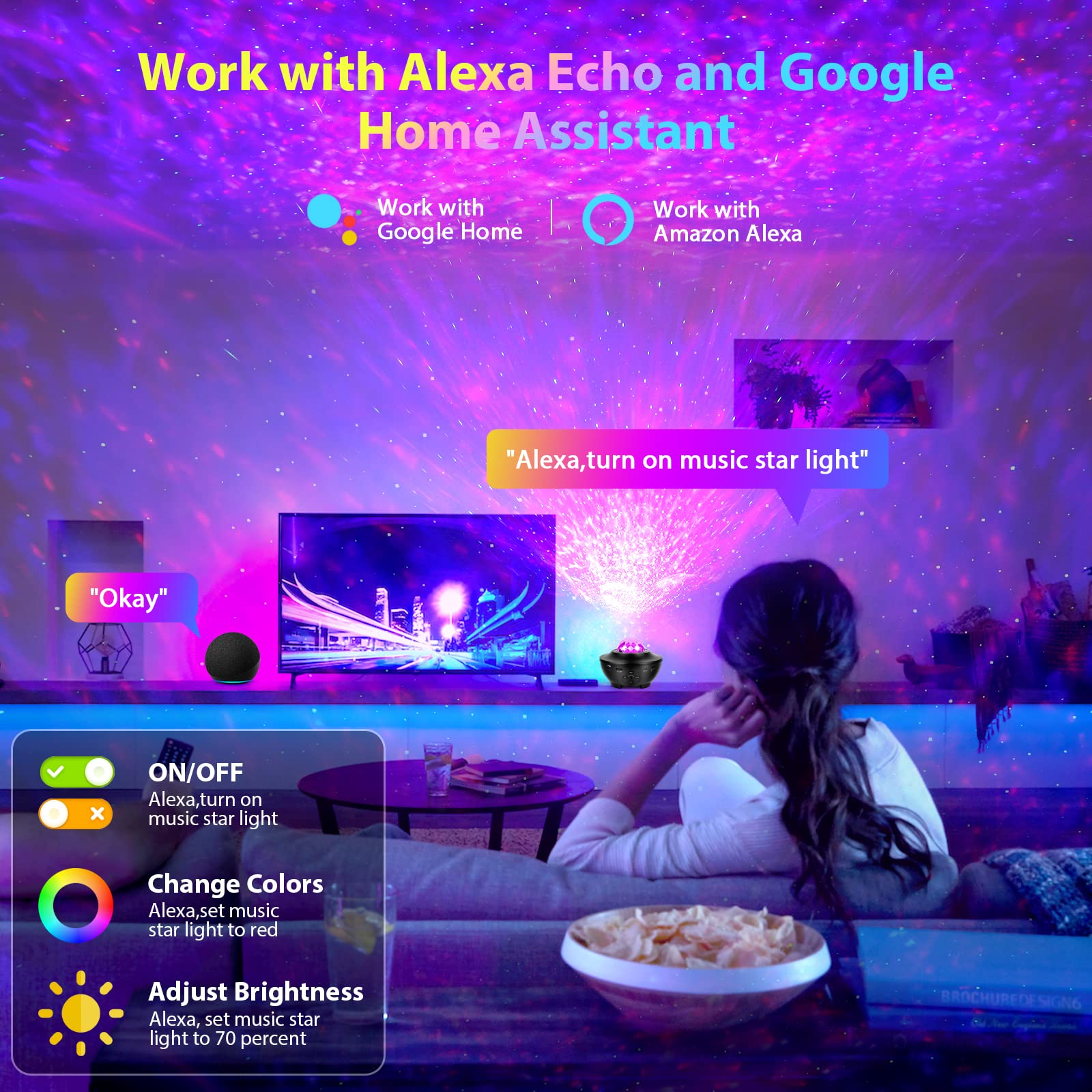 Zamoo Star Projector, Galaxy Projector For Bedroom, Led Night Light Projector With Bluetooth Speaker, Timer, Remote Control,  For Kids, Adults, Christmas, Birthday