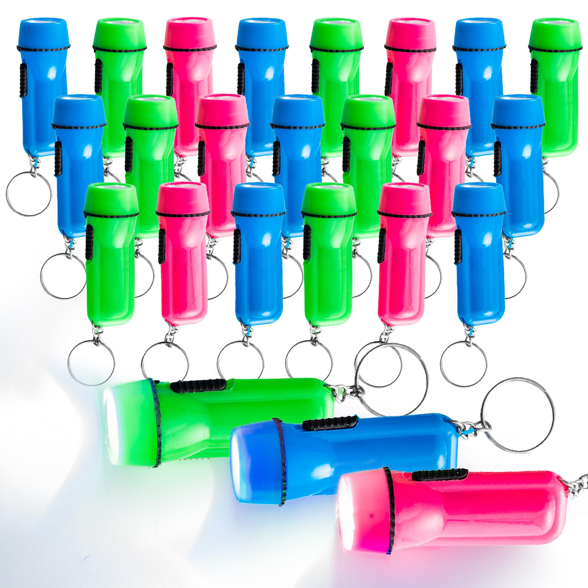 Playbees Mini Plastic Flashlight Keychain Bulk For Kids Assorted Colors Led Flashlight Keyring Lightweight And Portable Light - Perfect For Hiking, Cycling, Camping, Party Favors. (24 Pieces)