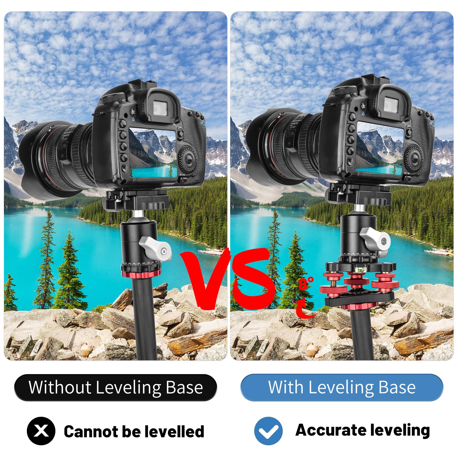 Camerig Tripod Head Leveling Base Camera Leveler, Aircraft Grade Aluminum Alloy 3 Axis Tri Wheel Head, 3/8” Thread, With +/-5 Degree Precision Adjustment For Dslr Camera Rotator Panoramic Head Lp-64