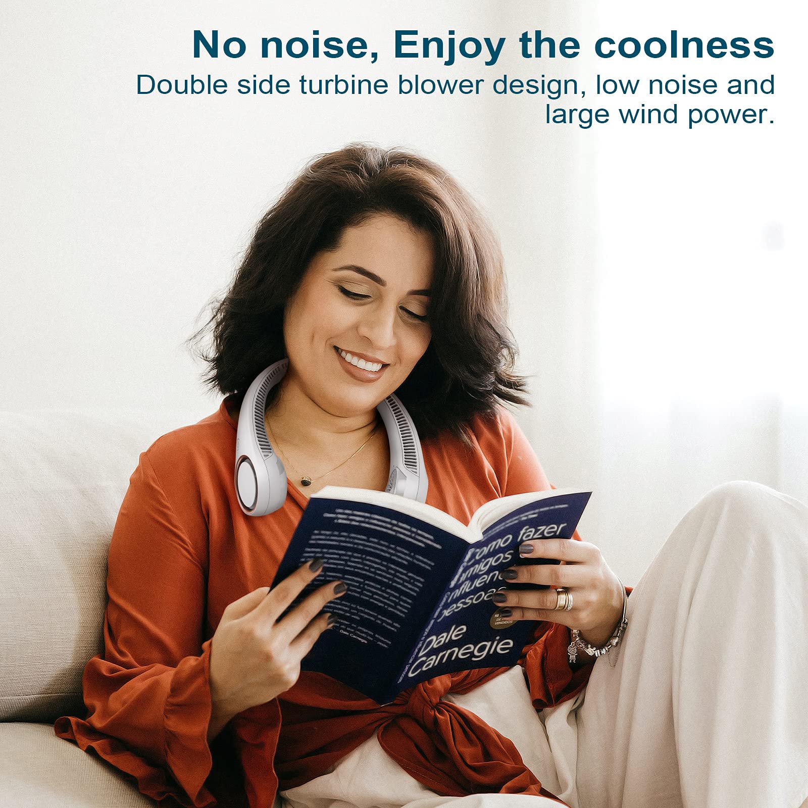 Civpower Neck Fan: Portable Personal Neck Cooling Rechargeable Bladeless Fan - Hands Free 3 Speed