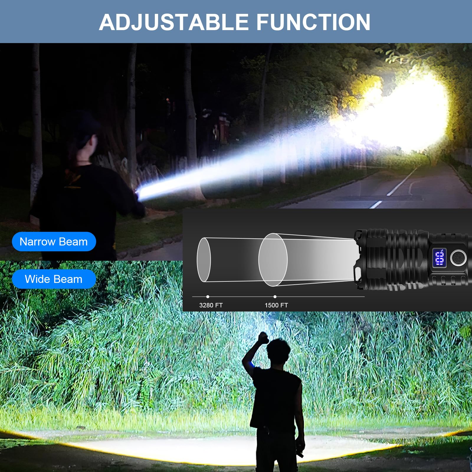 Taoquwe Flashlights High Lumens Led Rechargeable, 990,000 Lumen Super Bright Flashlight High Power Usb Flash Light,Waterproof Handheld Led Flashlight For Camping Hiking