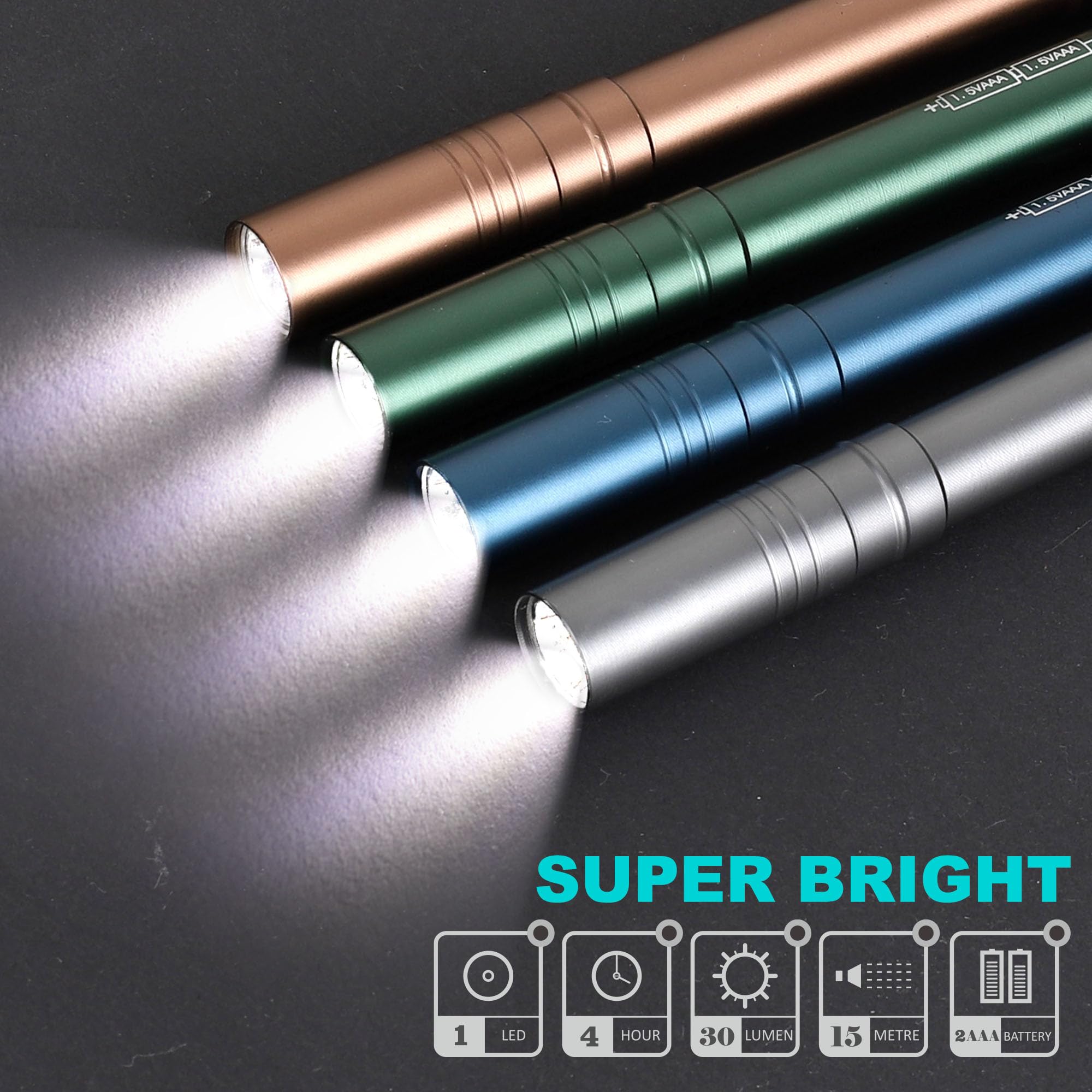 Fastpro 24-Pack Pen Light, Aluminum Led Penlights With Batteries Included & Pre-Installed, Pocket Pen Flashlight For Inspections, Repairs, Camping And Emergencies