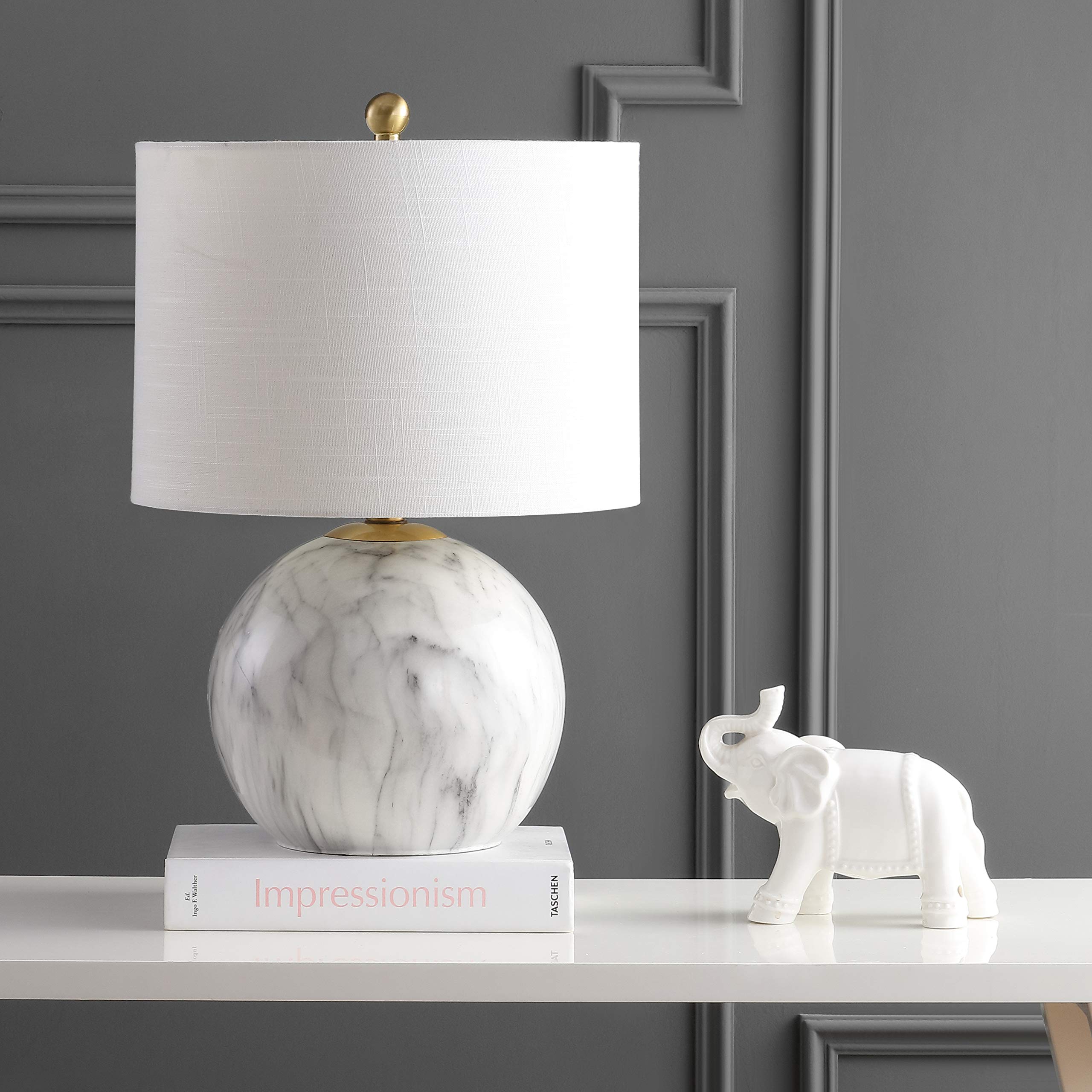 Jonathan Y Jyl1064A Luna 21.5" Resin Led Table Lamp Classic Glam Bedside Desk Nightstand Lamp For Bedroom Living Room Office College Bookcase Led Bulb Included, Faux Marble