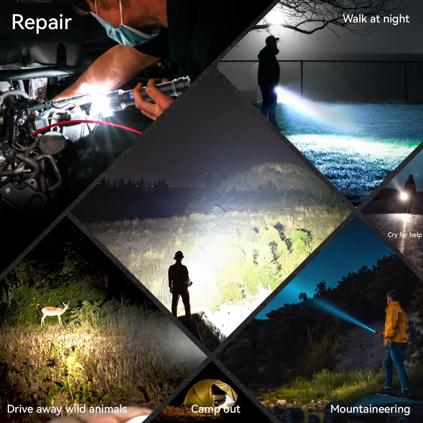 Topvelo Super Bright Flashlight 2 Packs, High Lumens Rechargeable Flashlight With 5 Light Modes And Supports Cell Phone Charging