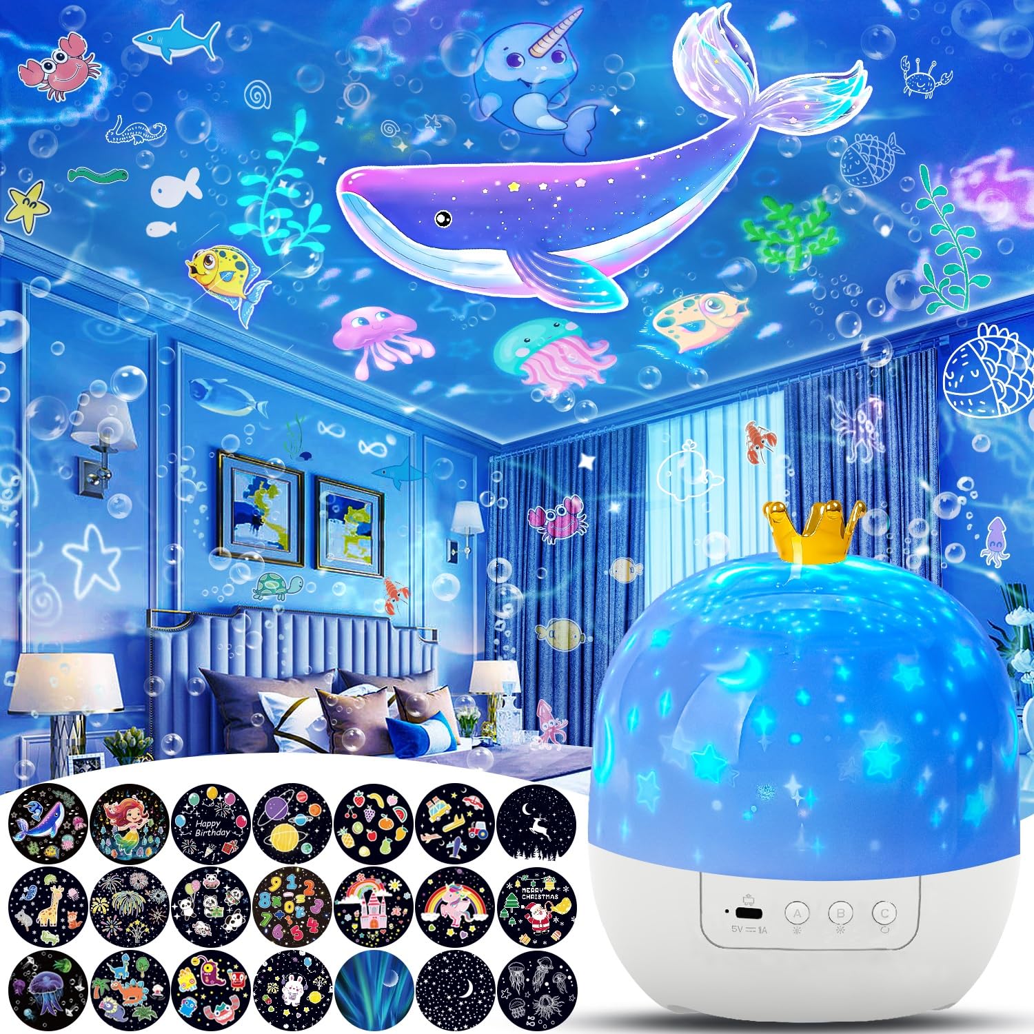 Lytrdit 21 Sets Of Films, Night Lights For Kids, Star Galaxy Projector, Bedroom, Ceiling, Star Projector With 360 Rotating For Boys And Girls, Birthday, Christmas , Room Decor