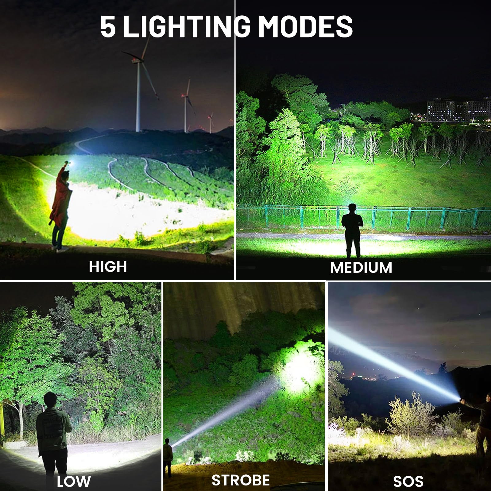 Lylting Rechargeable Led Flashlights High Lumens 2 Pack, 990,000 Lumen Super Bright Flashlight With Usb Cable, 5 Modes Powerful Flashlight Waterproof Flash Light For Home Camping