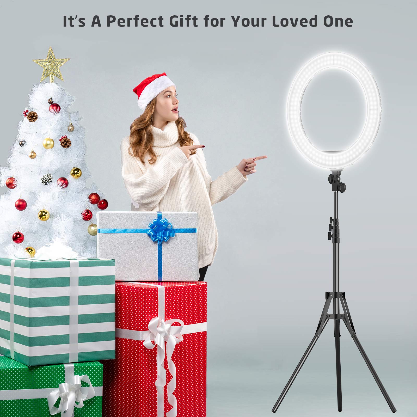 Ivisii 18 Inch Ring Light With Stand,60W Bi-Color 3000-5800K Professional Ring Lights With Tripod For Makeup Vlog, Tattoo Large Ring Light For Phone Camera Tablet