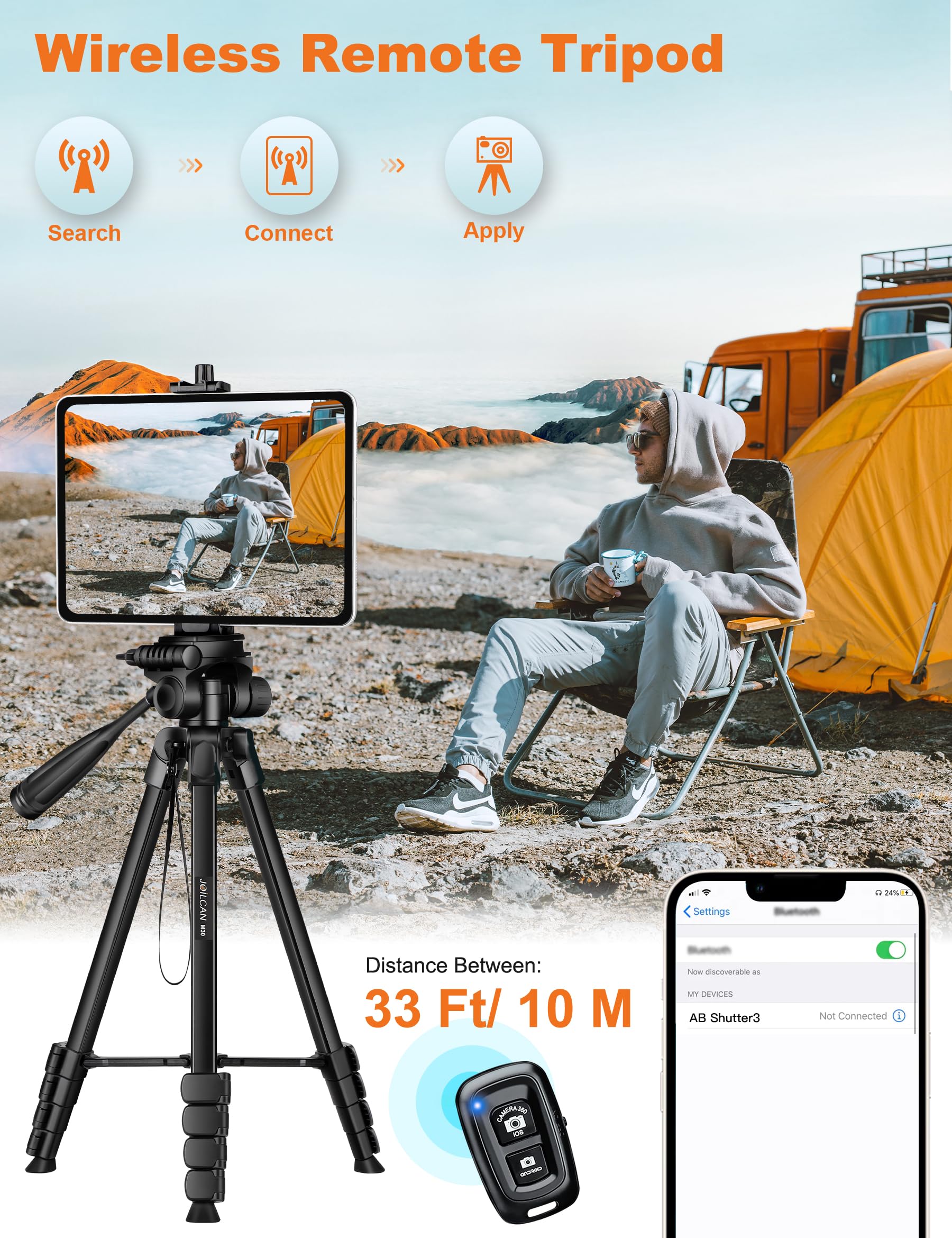 Joilcan Phone Tripod Stand, 68" Tripod For Ipad Iphone Tablet With Remote Universal Holder Carry Bag, Travel Aluminum Tripod For Video Recording Photos Vlogging Compatible With Ipad Pro Iphone Camera