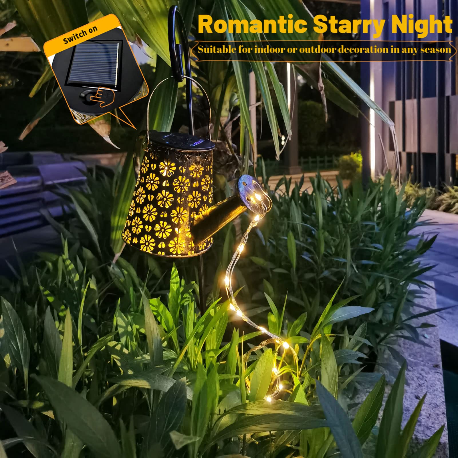 Nepivel Solar Watering Can With Lights Outdoor,Hanging Solar Lantern,Metal Waterproof Garden Lights Decorations Gift For Table Patio Yards Pathway Party, Yard Decorations Outdoor