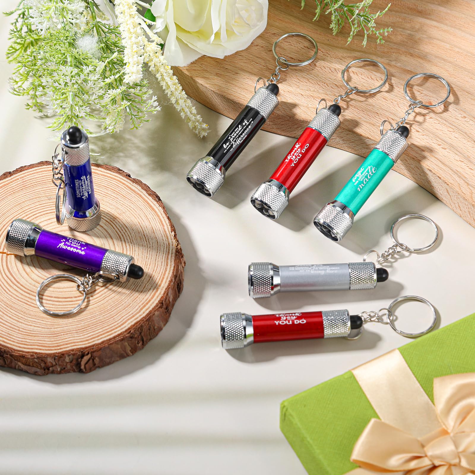 Vihose 48 Pcs Mini Flashlights Bulk With Keychain Bright Led Flashlights Portable 5 Bulbs Small Flashlights Keychain Bulk With Battery Employee Appreciation  For Party Favors(Multi Style)