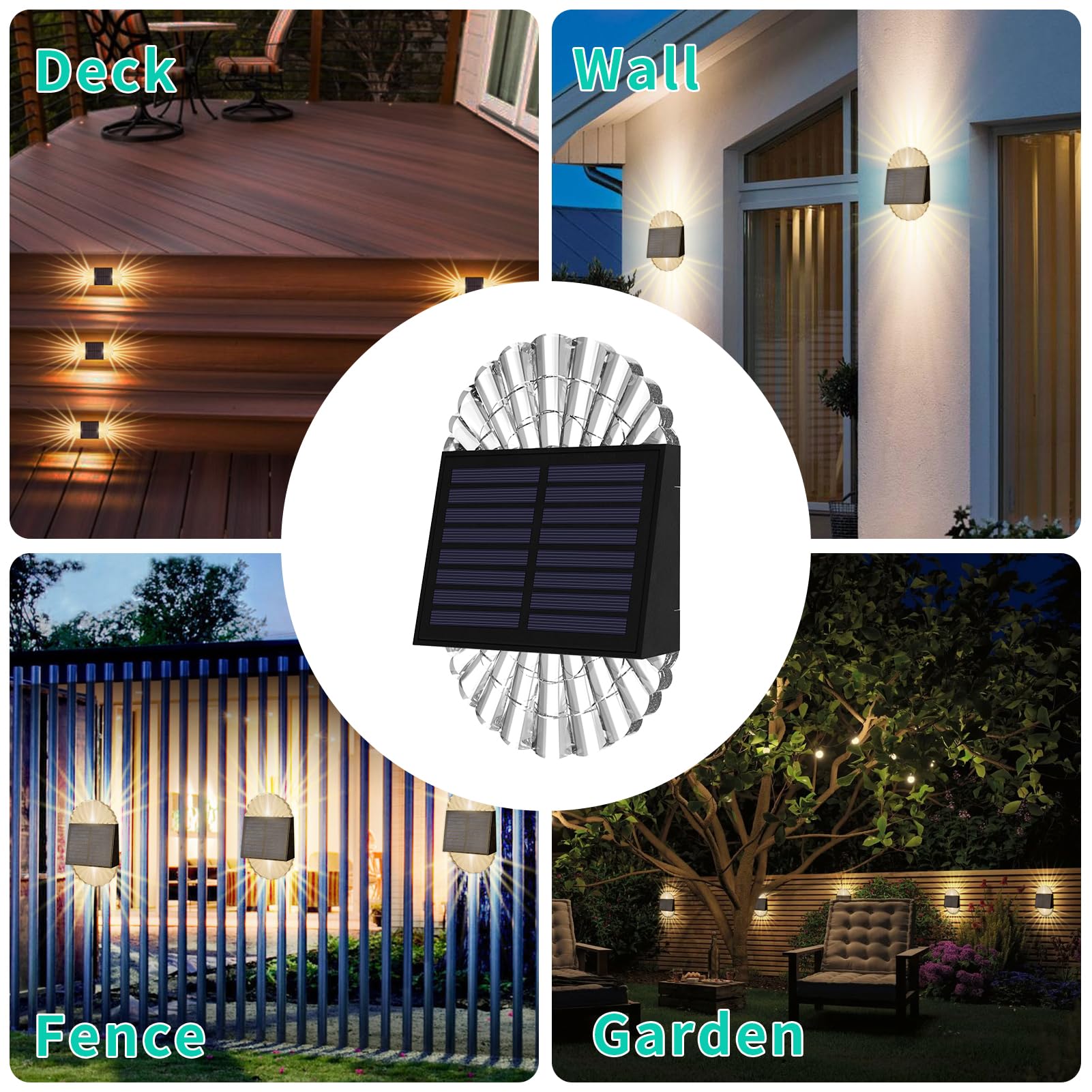Cubetoou Solar Deck Post Lights, 4 Pack For Fence, Garden, Yard, Patio Decor - Outdoor Waterproof Led, Warm White