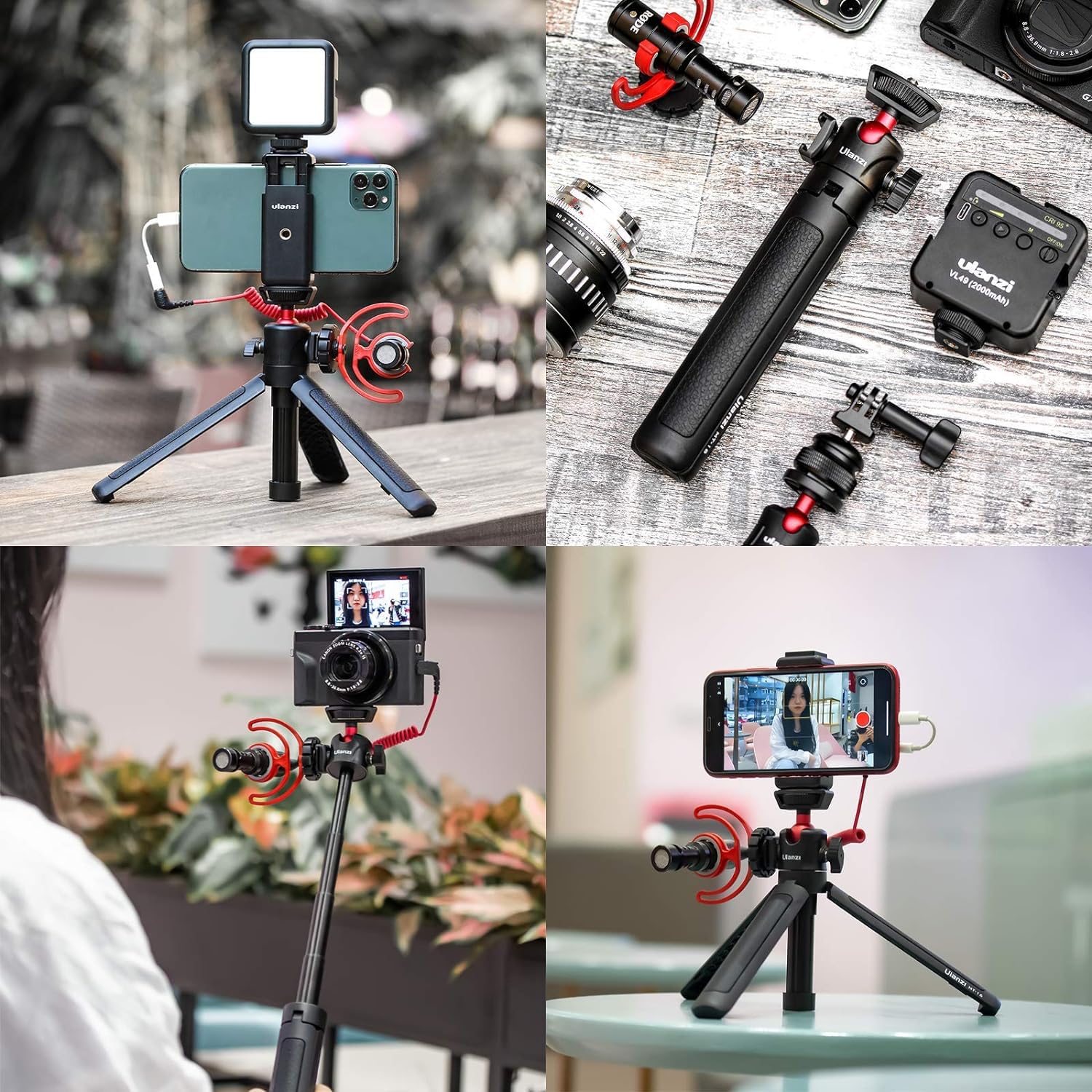 Ulanzi Mt-16 Camera Tripod Stand Holder, Mini Tabletop Tripod Selfie Stick With Cold Shoe, Travel Tripod For Iphone 12 Canon G7X Mark Iii Sony Zv-1 Rx100 Vii A6600 Vlogging Filmmaking Live Streaming