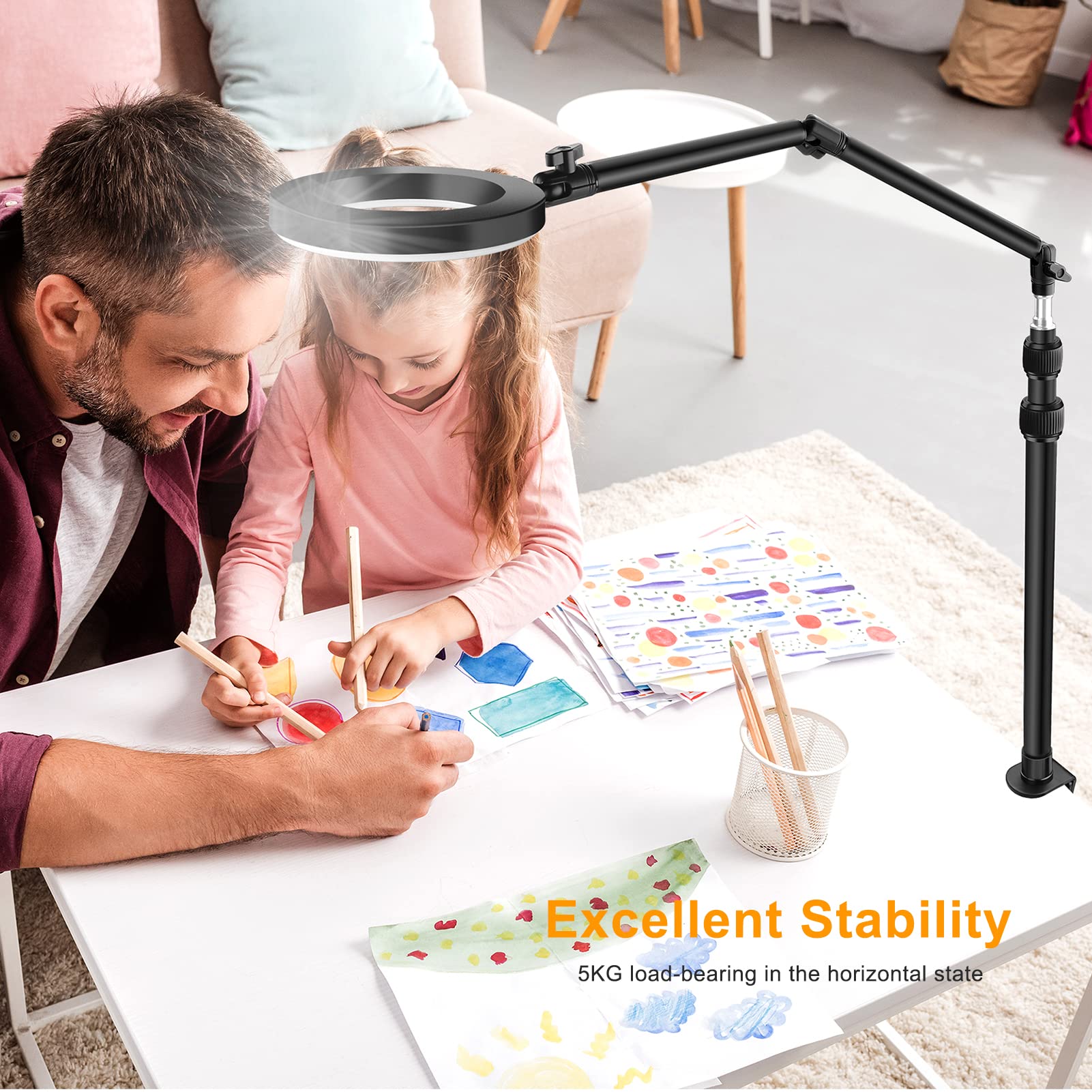 Obeamiu Camera Desk Mount Stand With 24.41'' Detachable Magic Arm, Mount Light Stand With 360° Ballhead, 16.7-40.1'' Tabletop Clamp Stand For Dslr Camera/Fill Lights/Selfies/Live Streaming/Webcam