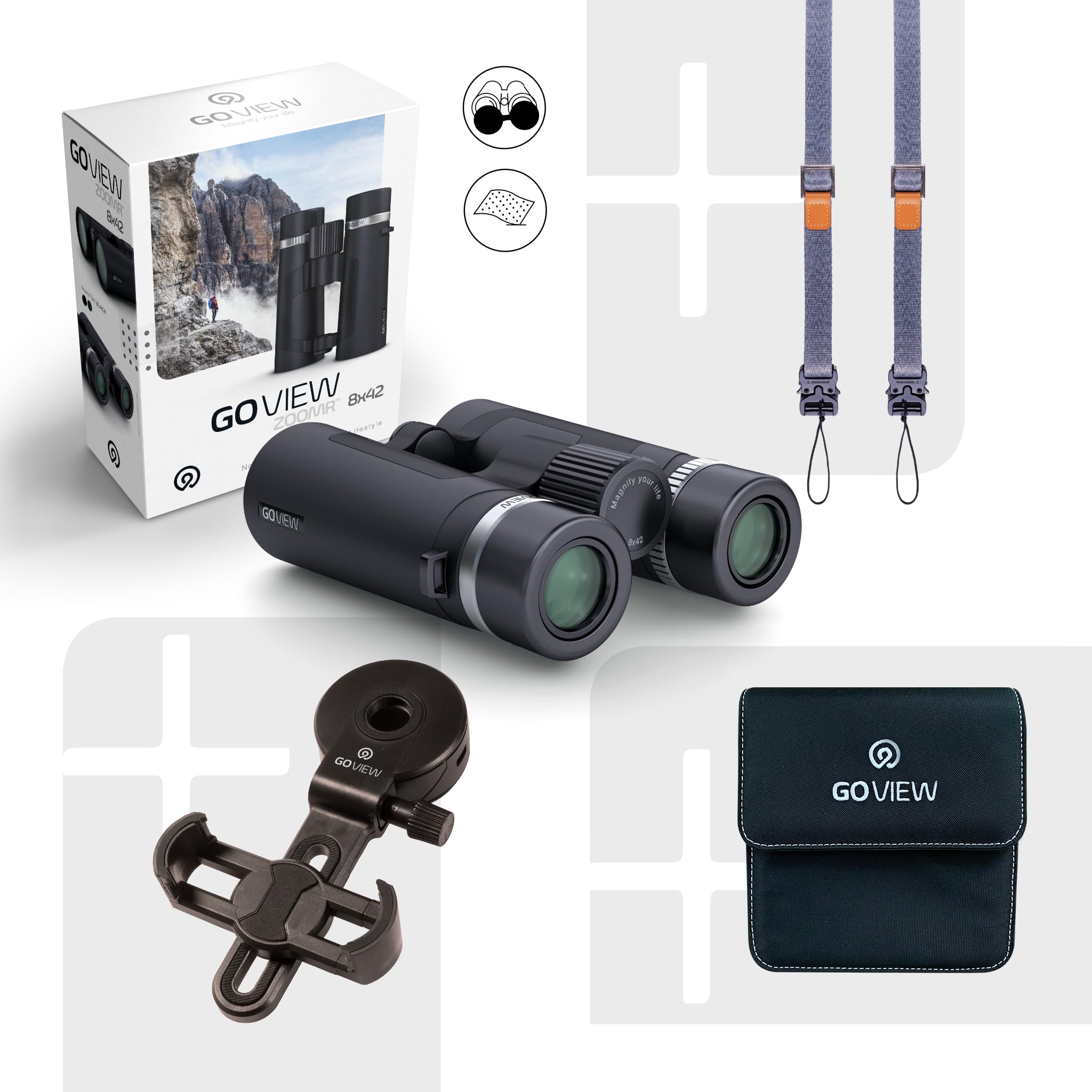 Goview Binoculars Zoomr 8X42, Phantom Black