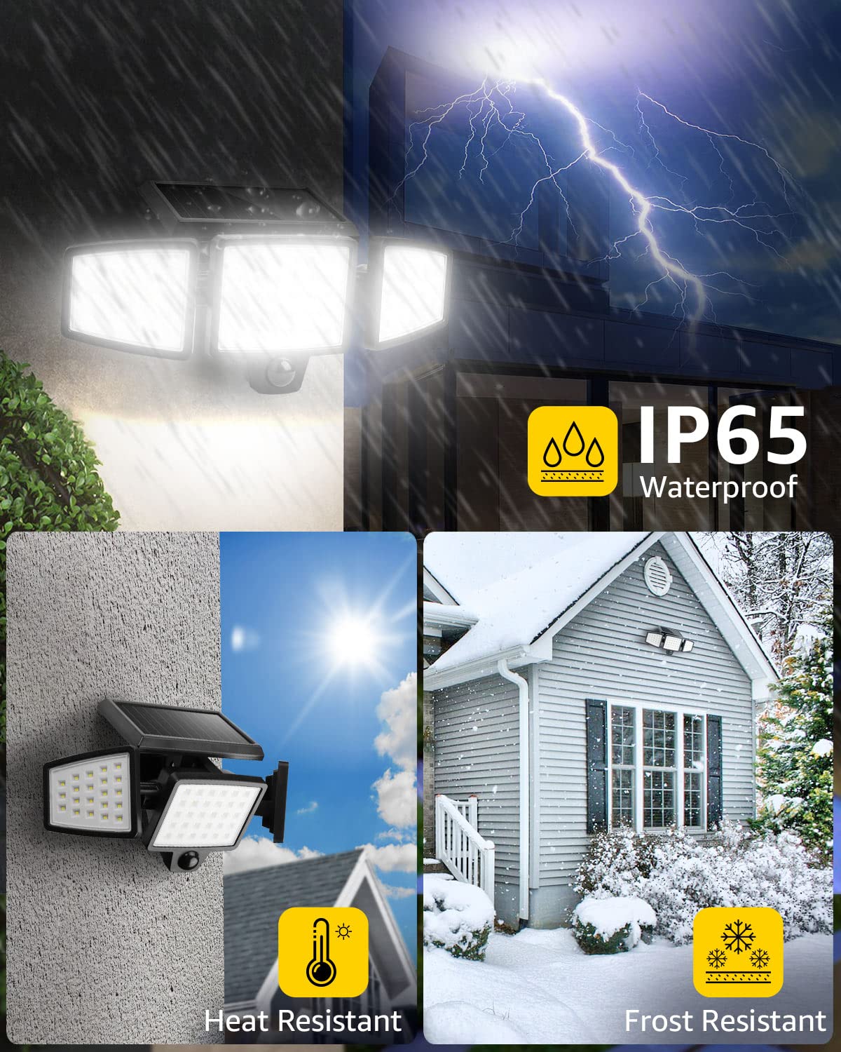 Lepro Bundle - 2 Pack Solar Flood Light 3 Adjustable Heads & 50 Ft Outdoor String Lights 25 Led G40 Edison Bulbs String Lights