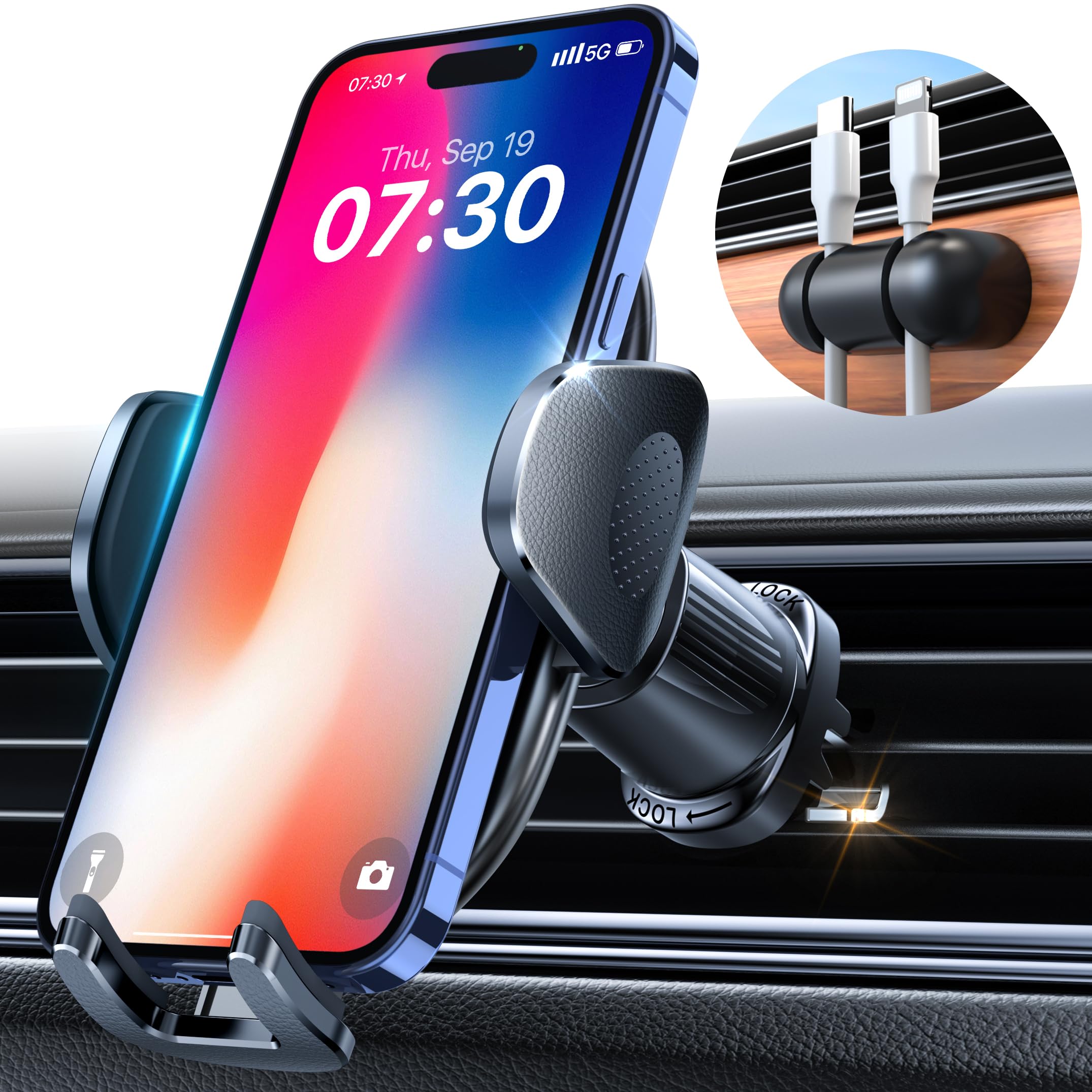 Yru Car Phone Holder [  Metal Hook Clip], Phone Holders For Your Car [No Fear Of Bumps] Air Vent Phone Mount Widely Compatible With Iphone16 15 14 13 12 Android Smartphones, Black