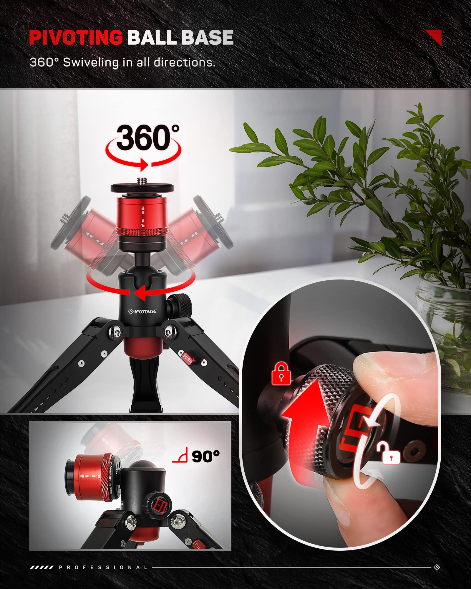 Ifootage Small Tripod&Phone Holder&Video Light Photography Kit，Tabletop Tripod For Photography, Aluminum Heavy Duty, Desktop Tripod Compatible With Sony, Nikon, Canon Dslr Camera