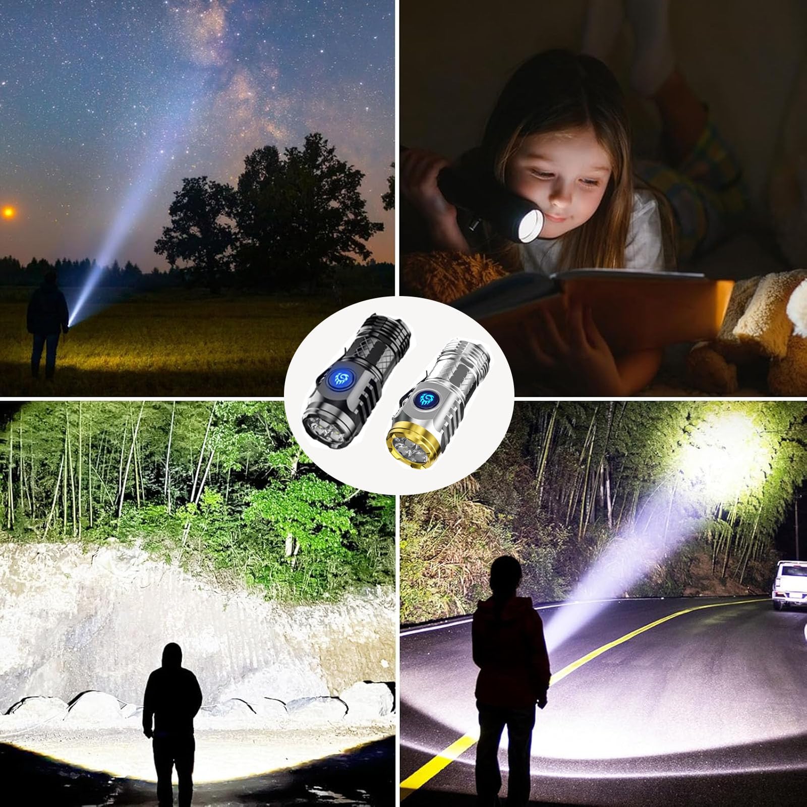 Rzarev 3Eye Mini Monster Rechargeable Mini Flashlight With Clip, Thumb Flashlight For Outdoor, Super Power Flash