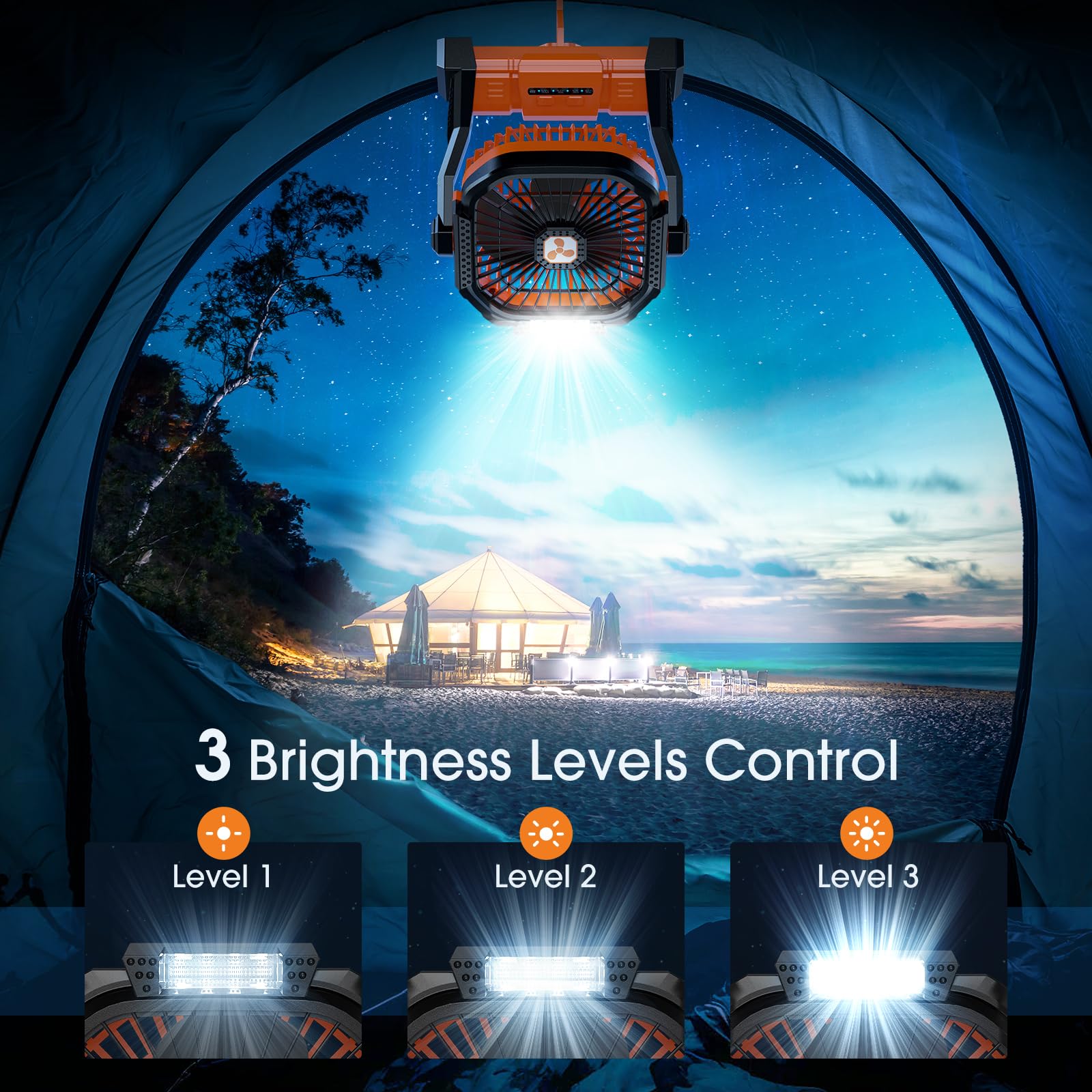 Portable Fan Rechargeable, Cordless Battery Powered Fan With Led Lantern, Small Table Fan, Usb Batte
