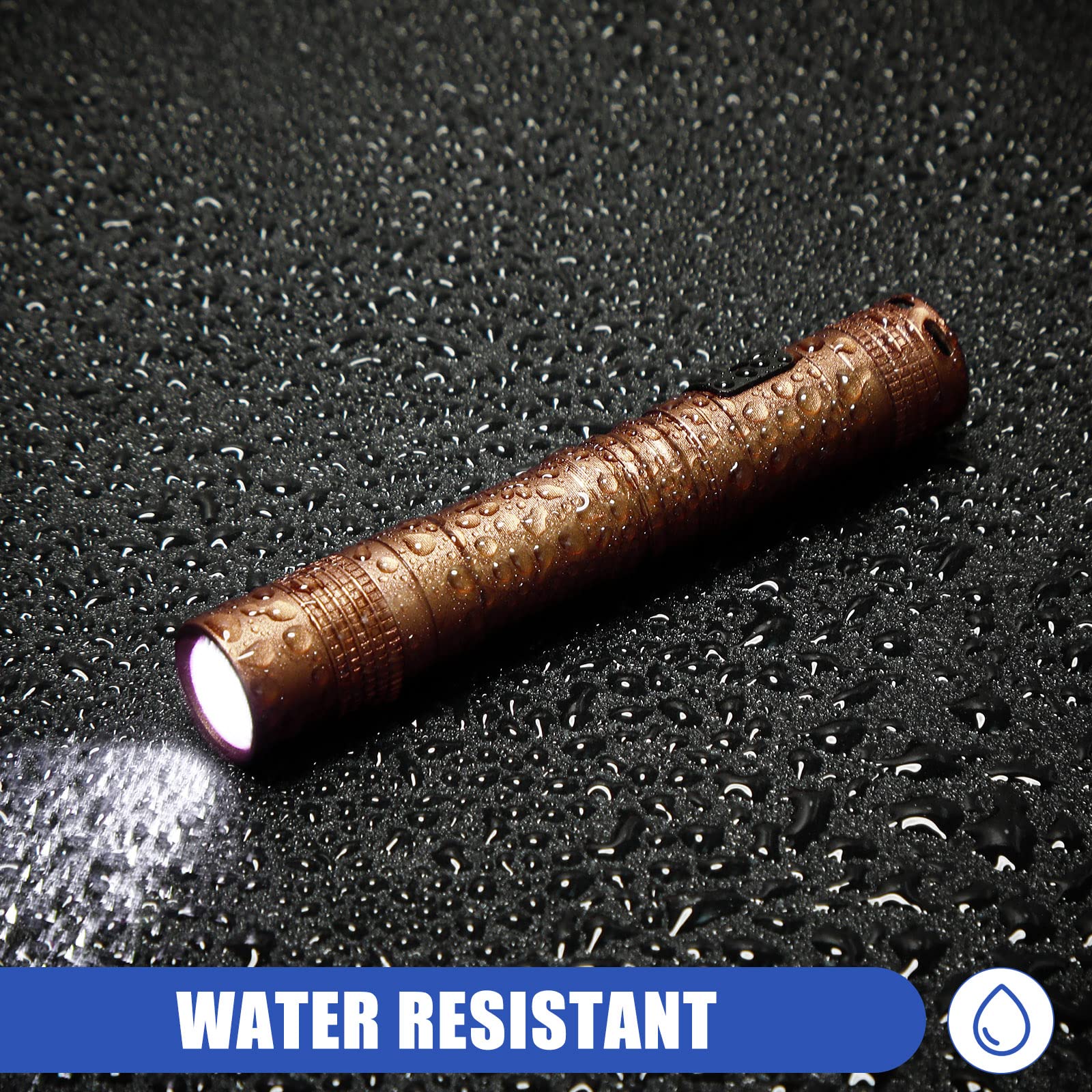 Hortsun 10 Pcs Led Pen Flashlight With Pocket Small Flashlight Bulk Mini Flashlight With Clip For Outdoor Valentines  For Men(3.54 Inch,Brown)