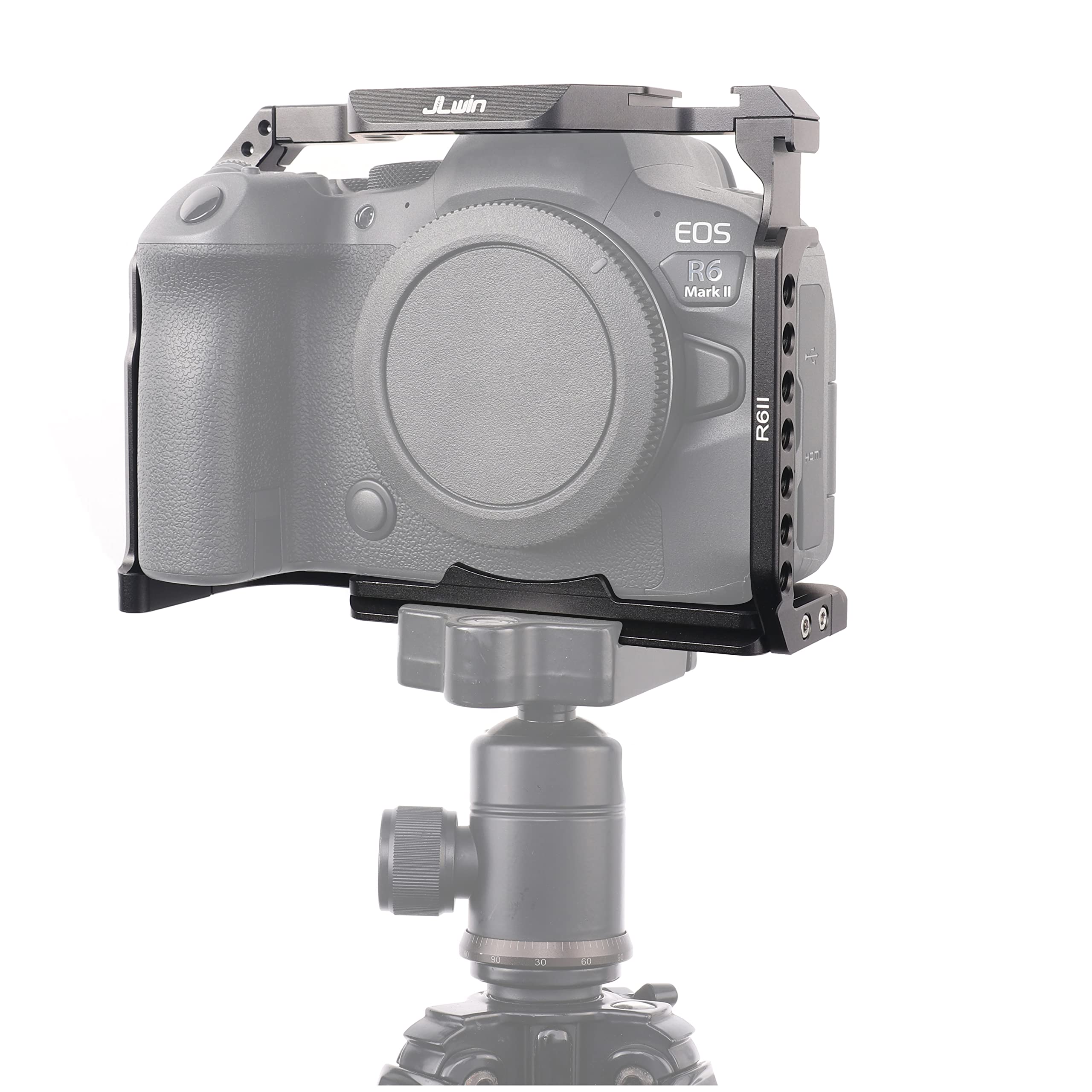 Focusfoto Camera Cage For Canon Eos R6 Mark Ii Mirrorless Camera, Aluminium Alloy Stabilizer Rig With Cold Shoe And 1/4" 3/8" Screw Mouting For Video Filmmaking
