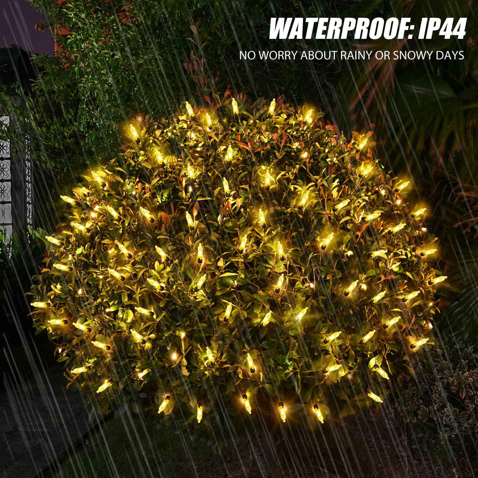 Liveasily Solar Powered Christmas Net Lights Outdoor, 8 Modes Mesh Decorations For Bushes, Garden, Yard - 6Ft6Ft, Warm White
