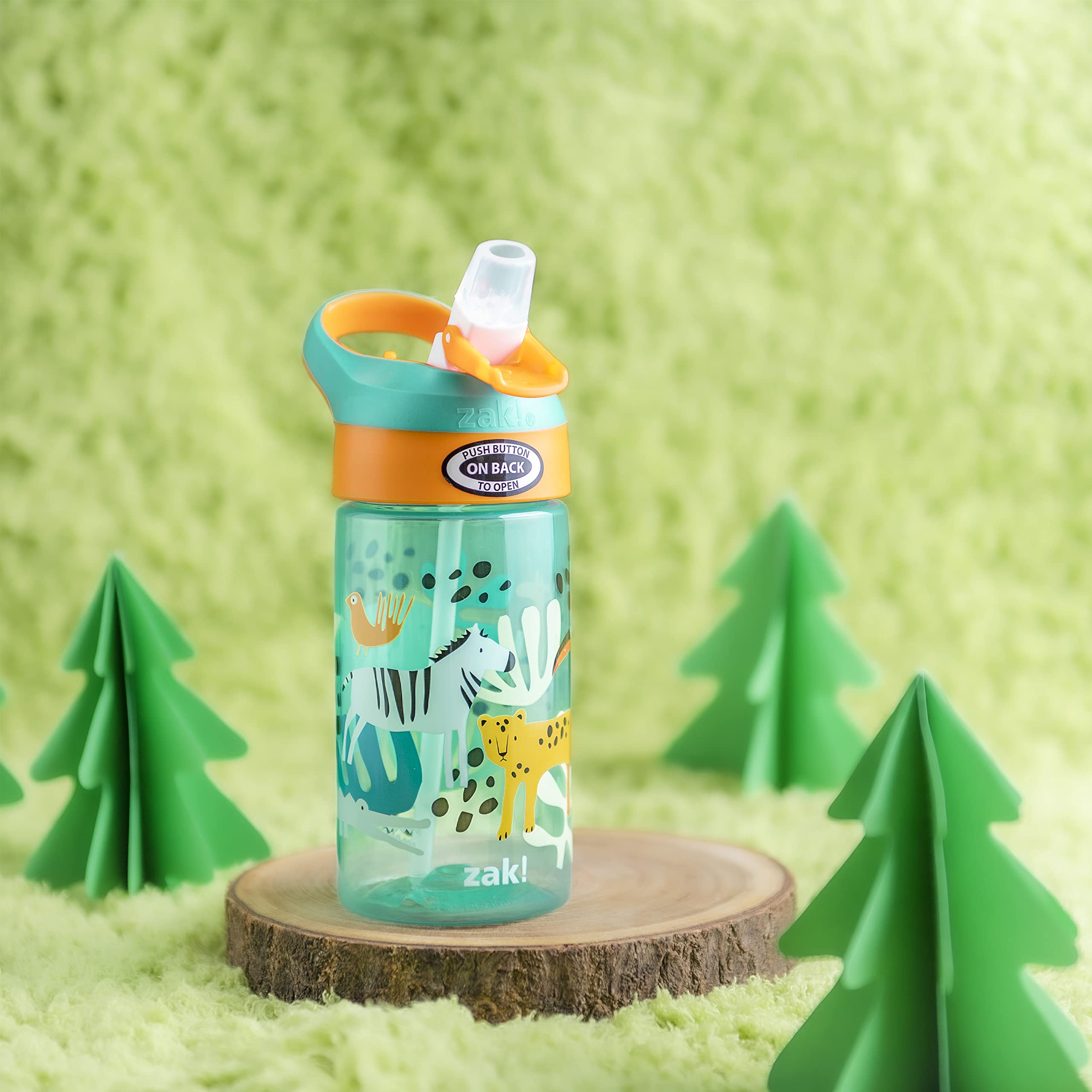 Zak Designs 16Oz Riverside Kids Water Bottle With Spout Cover And Built-In Carrying Loop
